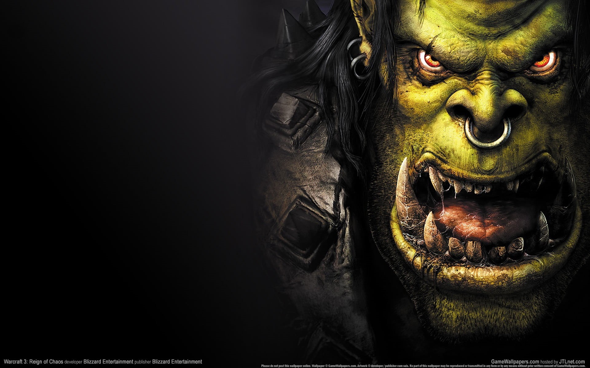 religion, orcs, backgrounds, indoors, animal body part, Warcraft III: Reign of Chaos, mouth open, black background, representation, creativity, HD Wallpaper