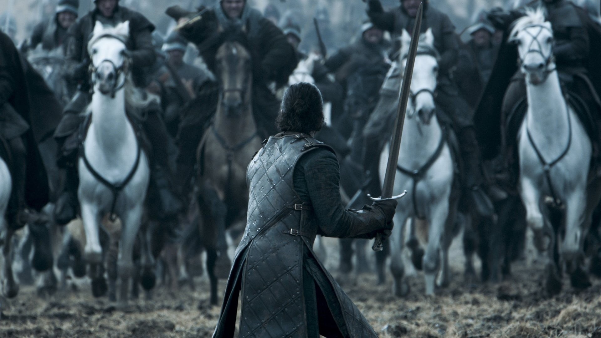 real people, sword, riding, adult, 1080P, event, Game of Thrones, nature, rear view, day, man, group of people, clothing, horse, Kit Harington, front, HD Wallpaper