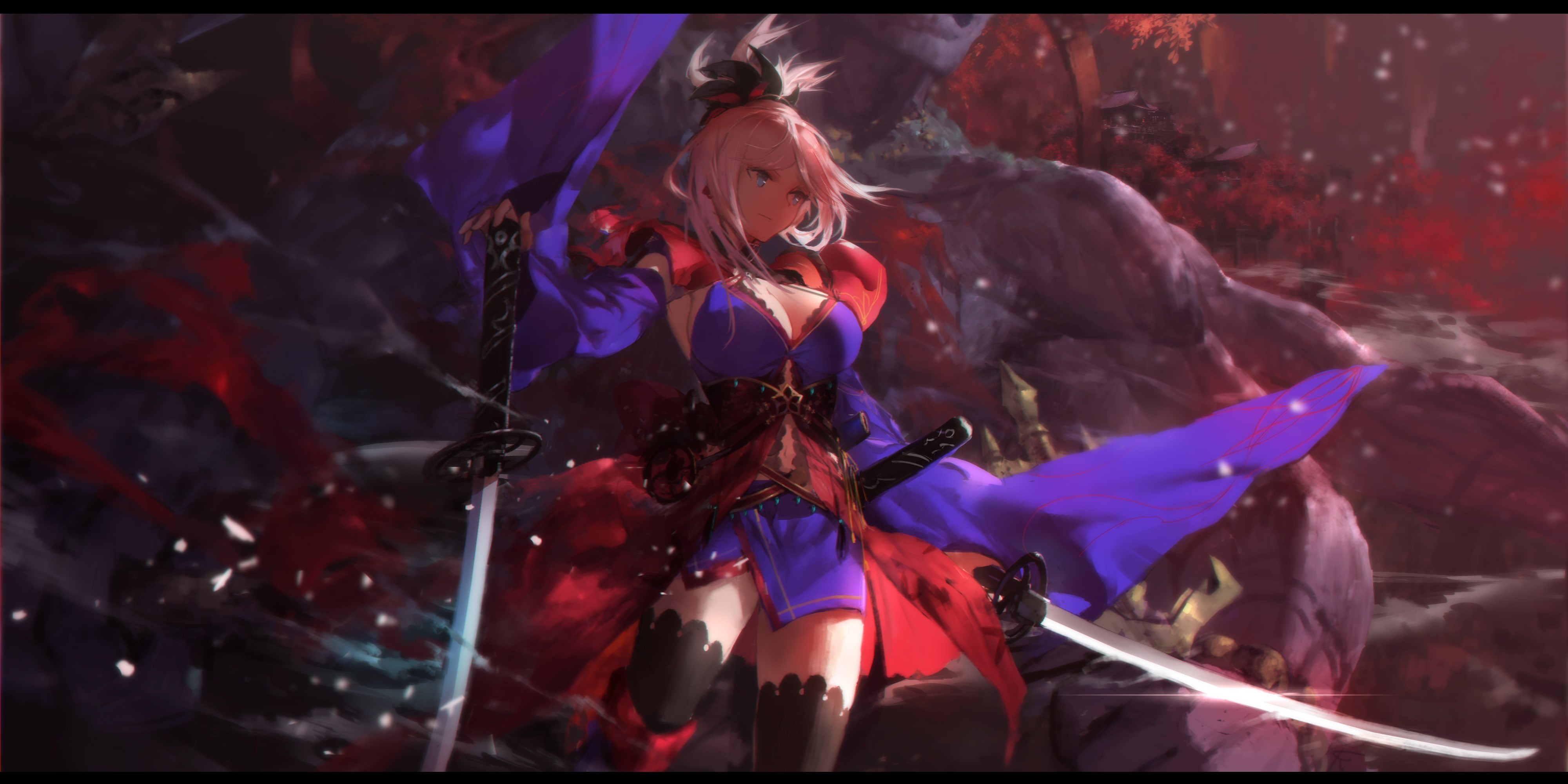 anime, anime girls, 4K, Fate/Grand Order, sword, Miyamoto Musashi (fate/grand order), katana, HD Wallpaper