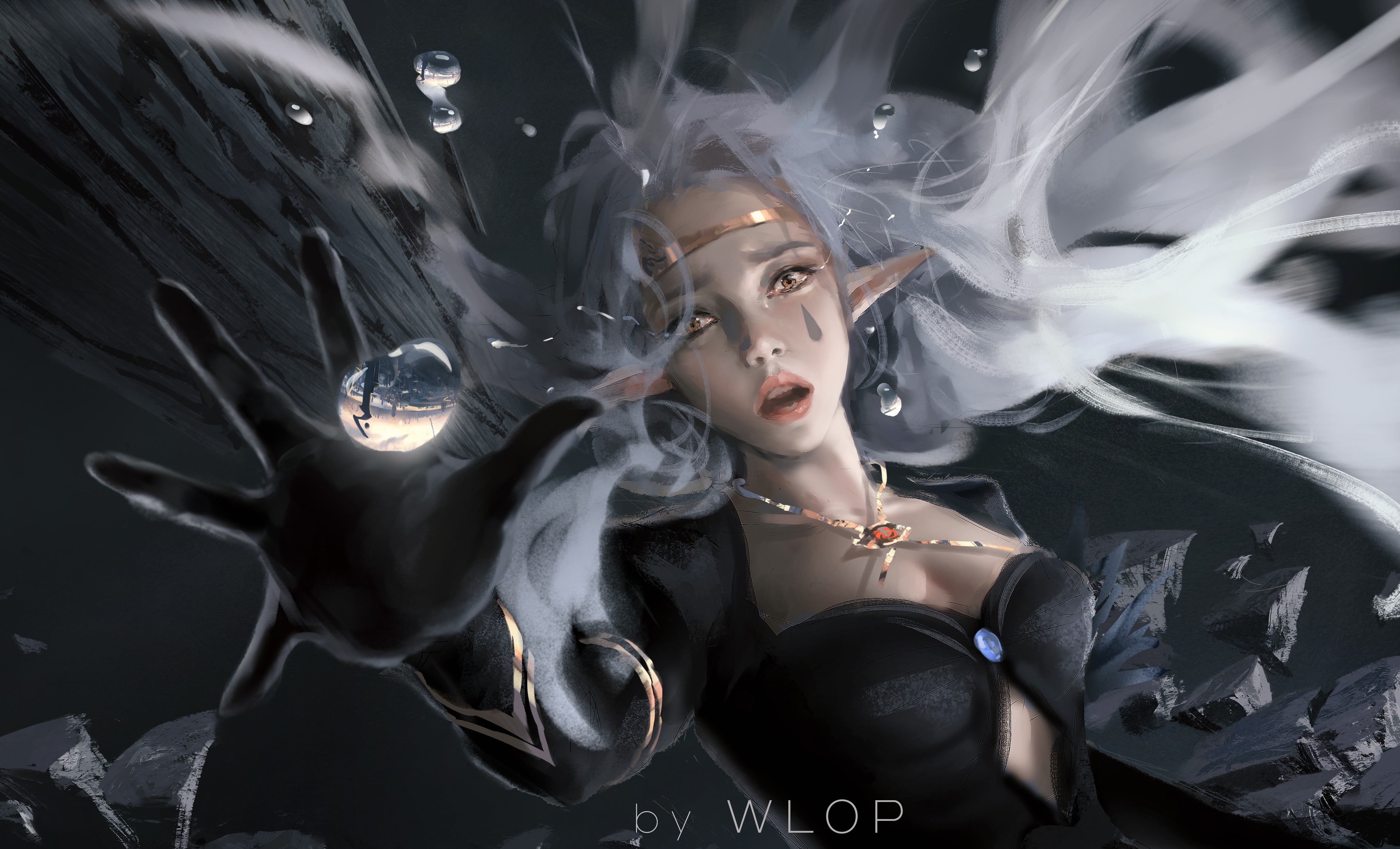 leisure activity, WLOP, one person, white, real people, beauty, young women, indoors, portrait, women, front view, haired, smoke - physical structure, HD Wallpaper