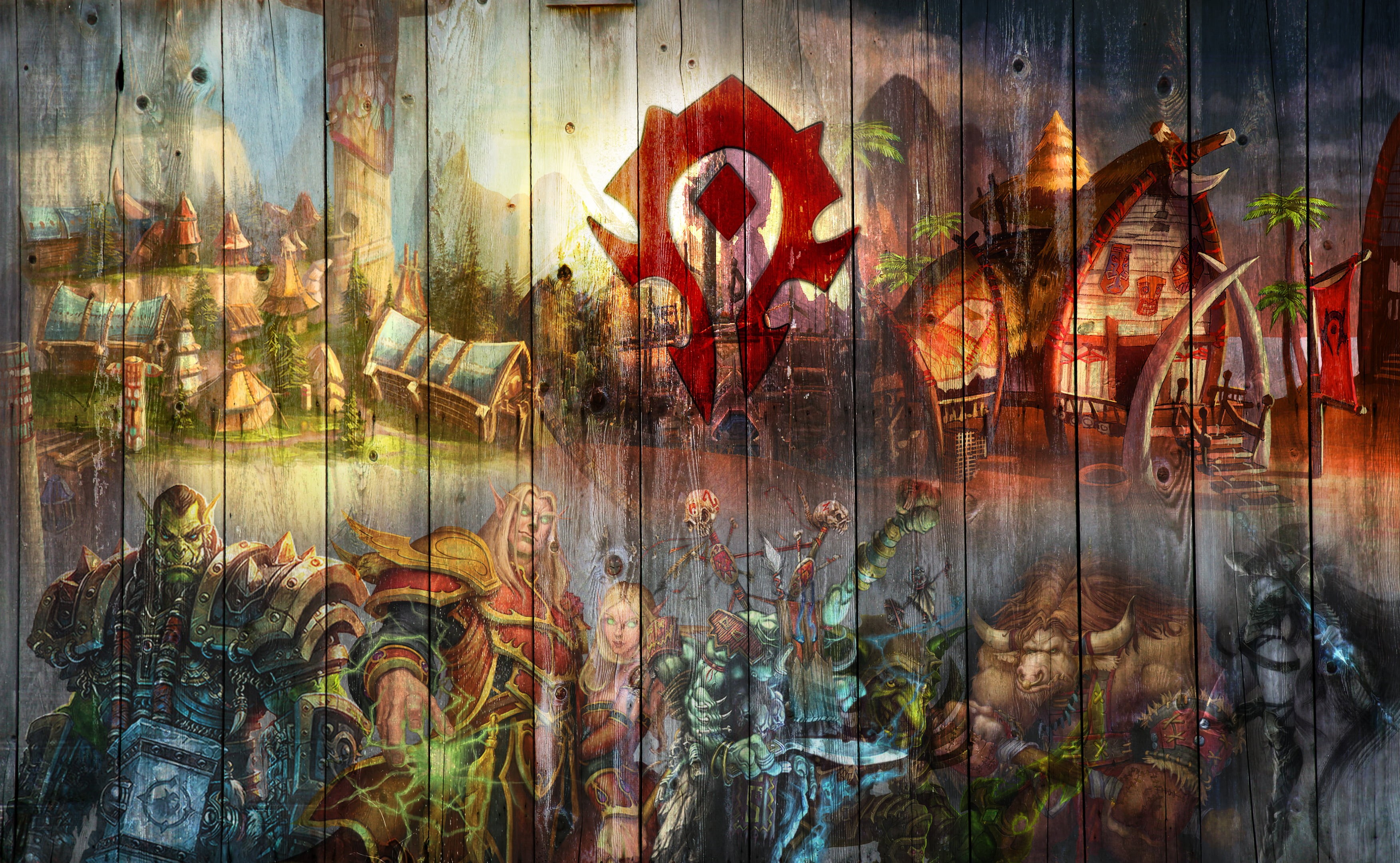 the forsaken, building exterior, wall - building feature, spirituality, Silvana, representation, Baine Bloodhoof, 2K, Goblin, blood elf, old, window, Tauren, HD Wallpaper