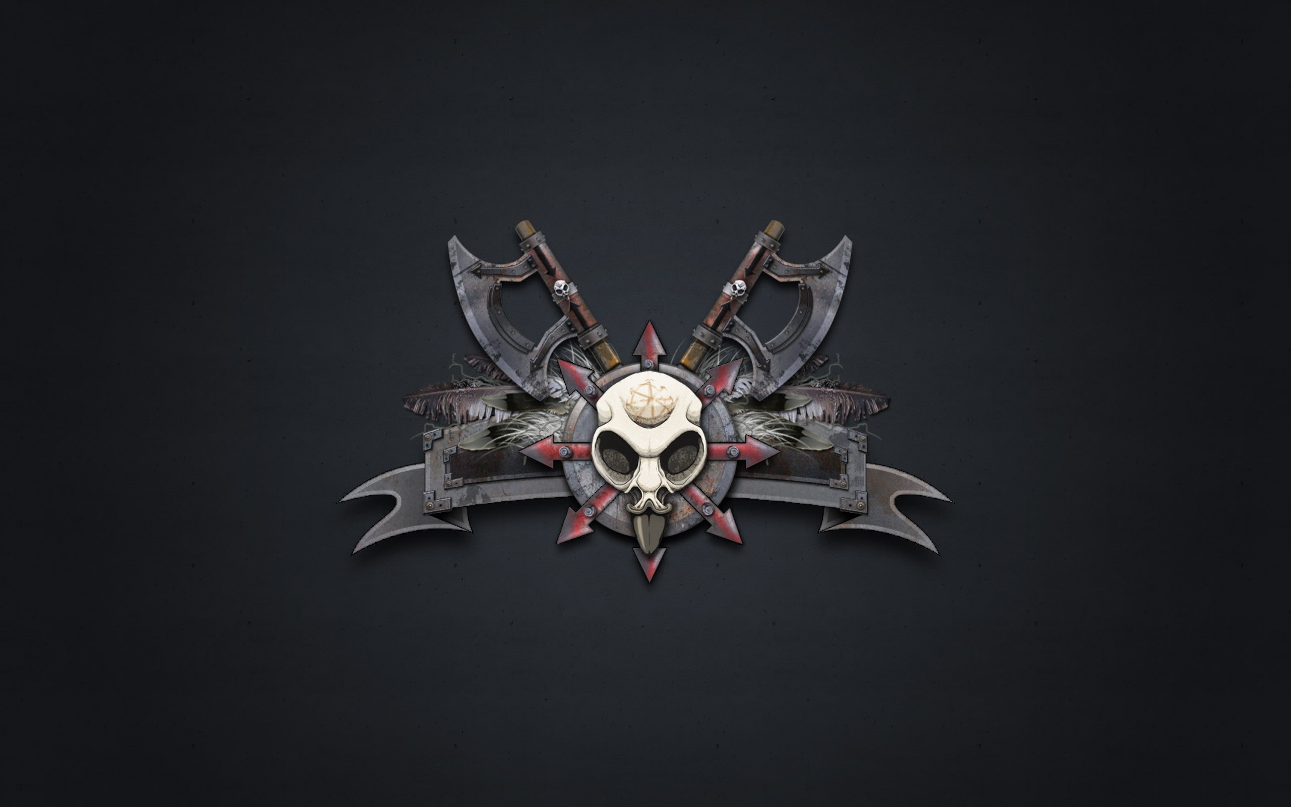 axes, banner, skull, Hordes of Chaos, 2K, HD Wallpaper