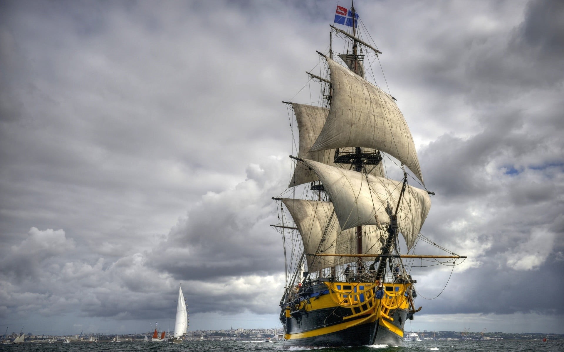 no people, water, mode of transportation, military Ship, mast, history, HDR, mode of Transport, cruise Ship, day, warship, nautical Vessel, brigantine, HD Wallpaper