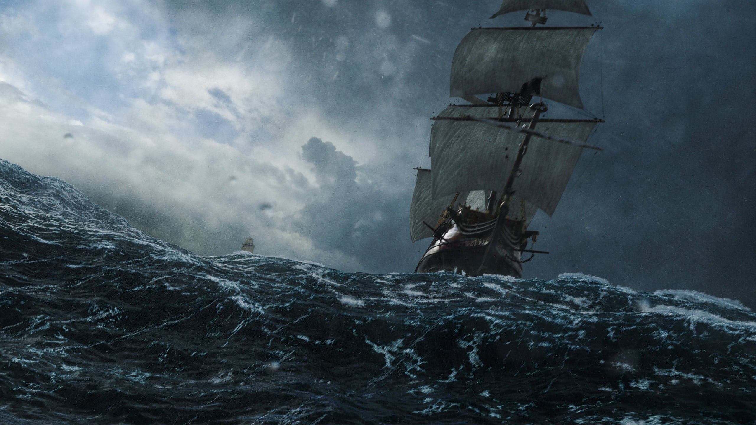 accidents and disasters, ship, adventure, fog, Black Sails, human body part, sailboat, nature, 2K, day, boat, water, sky, one person, wet, sea, transportation, HD Wallpaper