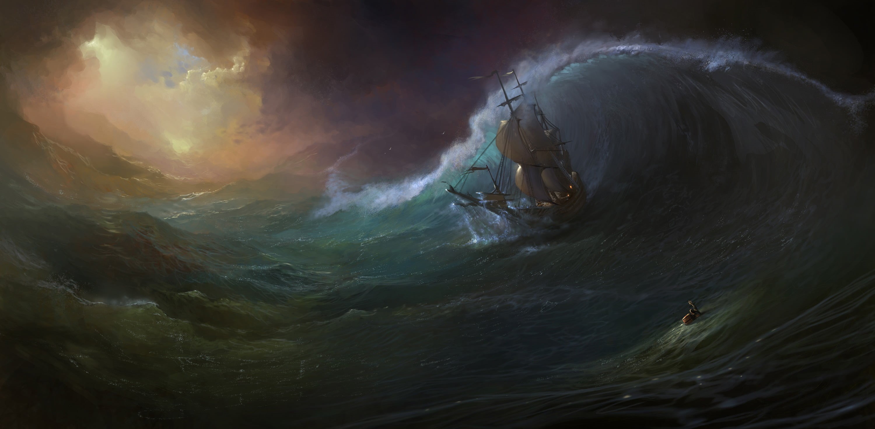 real people, nature, wave, day, painting, portrait, power in nature, sailing, leisure activity, close-up, ship, headshot, outdoors, adventure, people, storm, HD Wallpaper