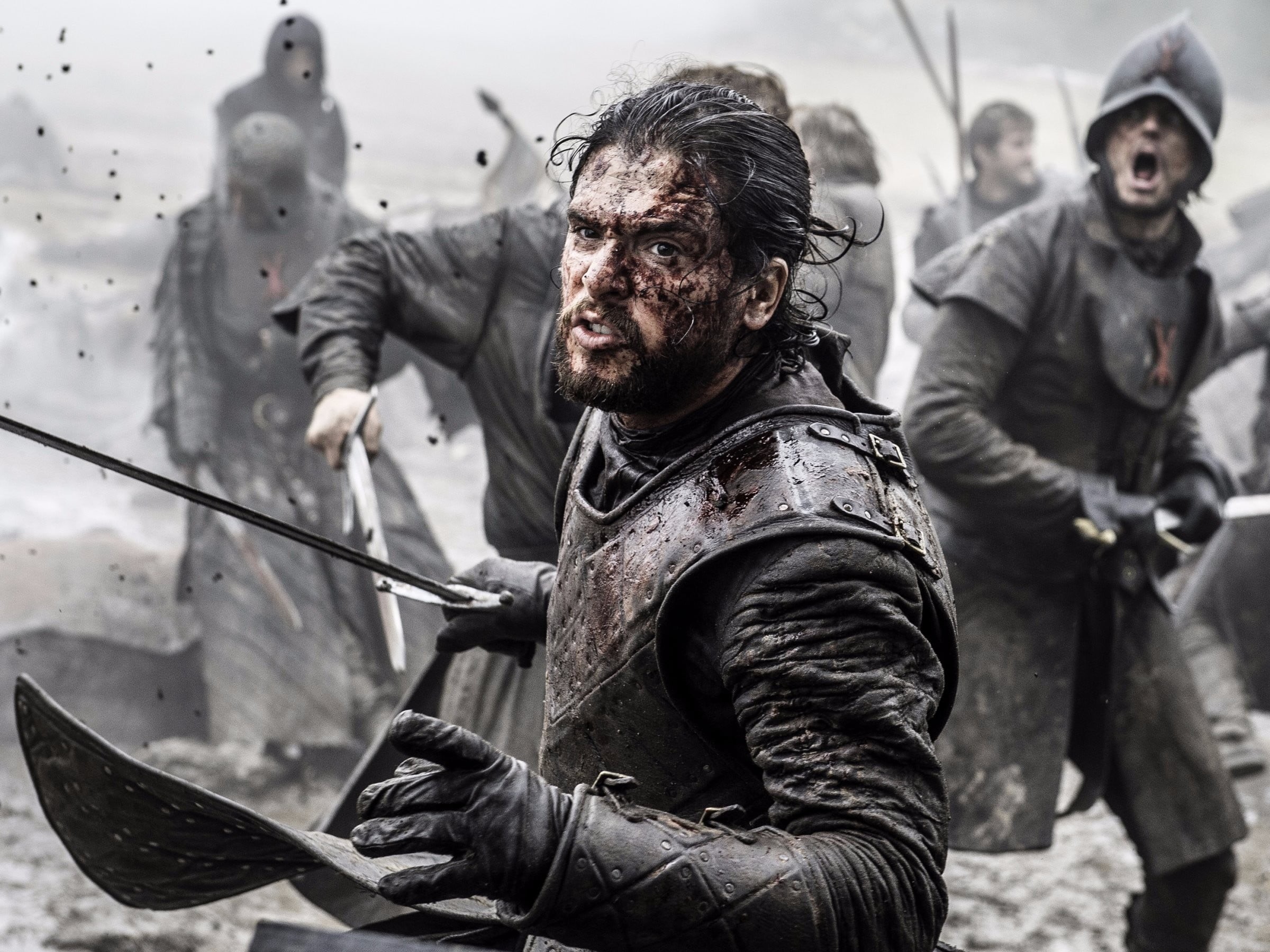 conflict, Game of Thrones, males, facial hair, real people, battle, 1080P, holding, dirty, adult, focus on foreground, weapon, grey, Battle of the Bastards, HD Wallpaper