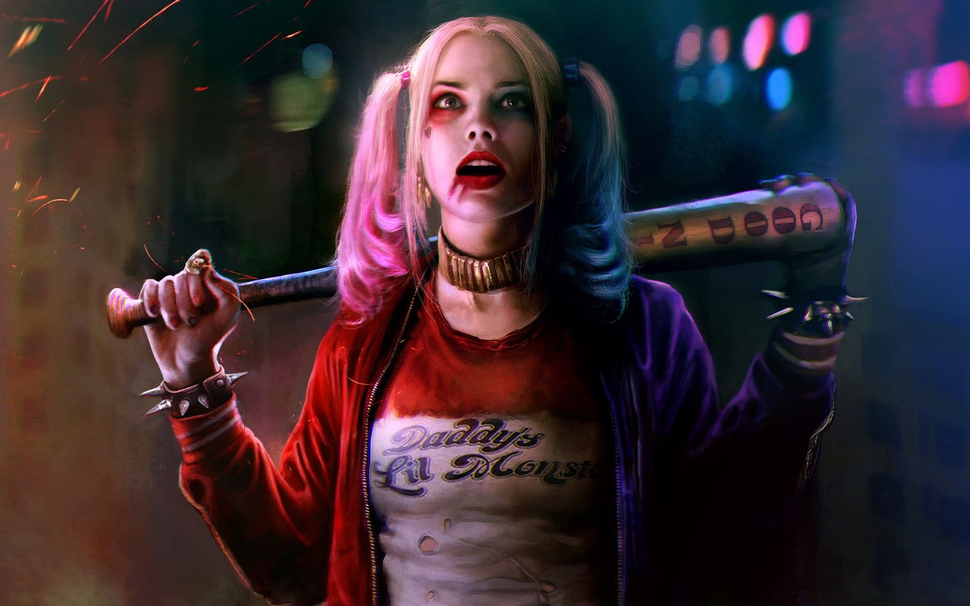 people, suicide, indoors, mouth open, halloween, movies, horror, holding, dark, party - Social Event, evil, blood, dyed hair, hairstyle, quinn, one Person, HD Wallpaper
