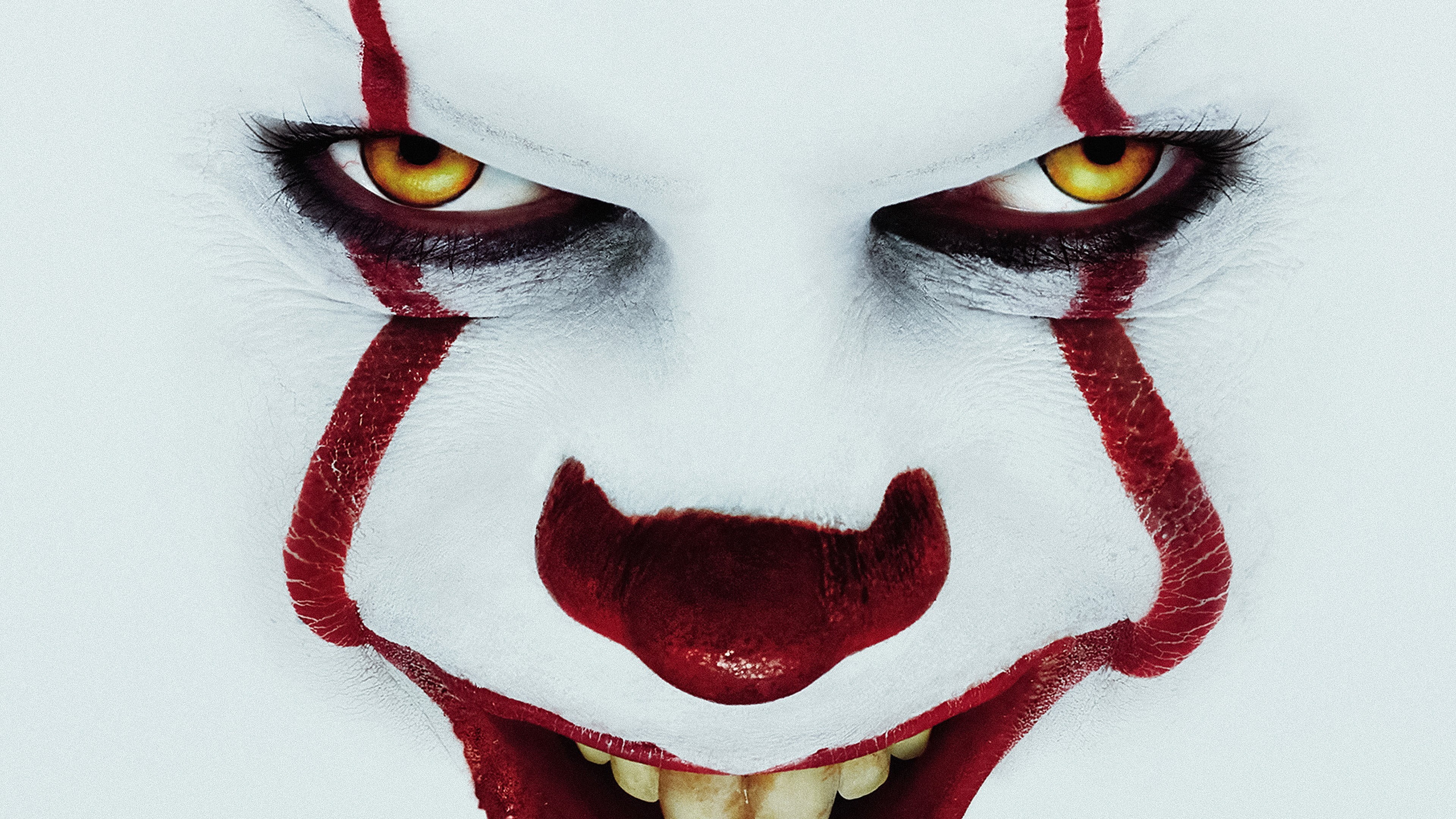 clown, villain, horror, movies, Bill Skarsgård, 4K, face, pennywise, It (movie), HD Wallpaper