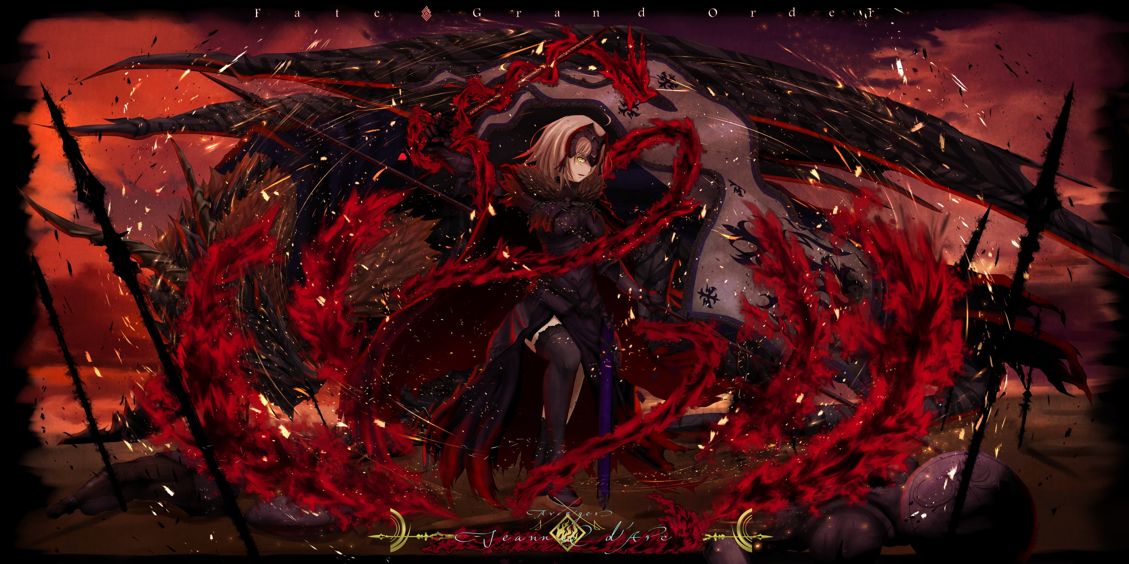 paint, horror, costume, art and craft, indoors, Fate/Grand Order, sword, representation, carnival - celebration event, human representation, creativity, HD Wallpaper