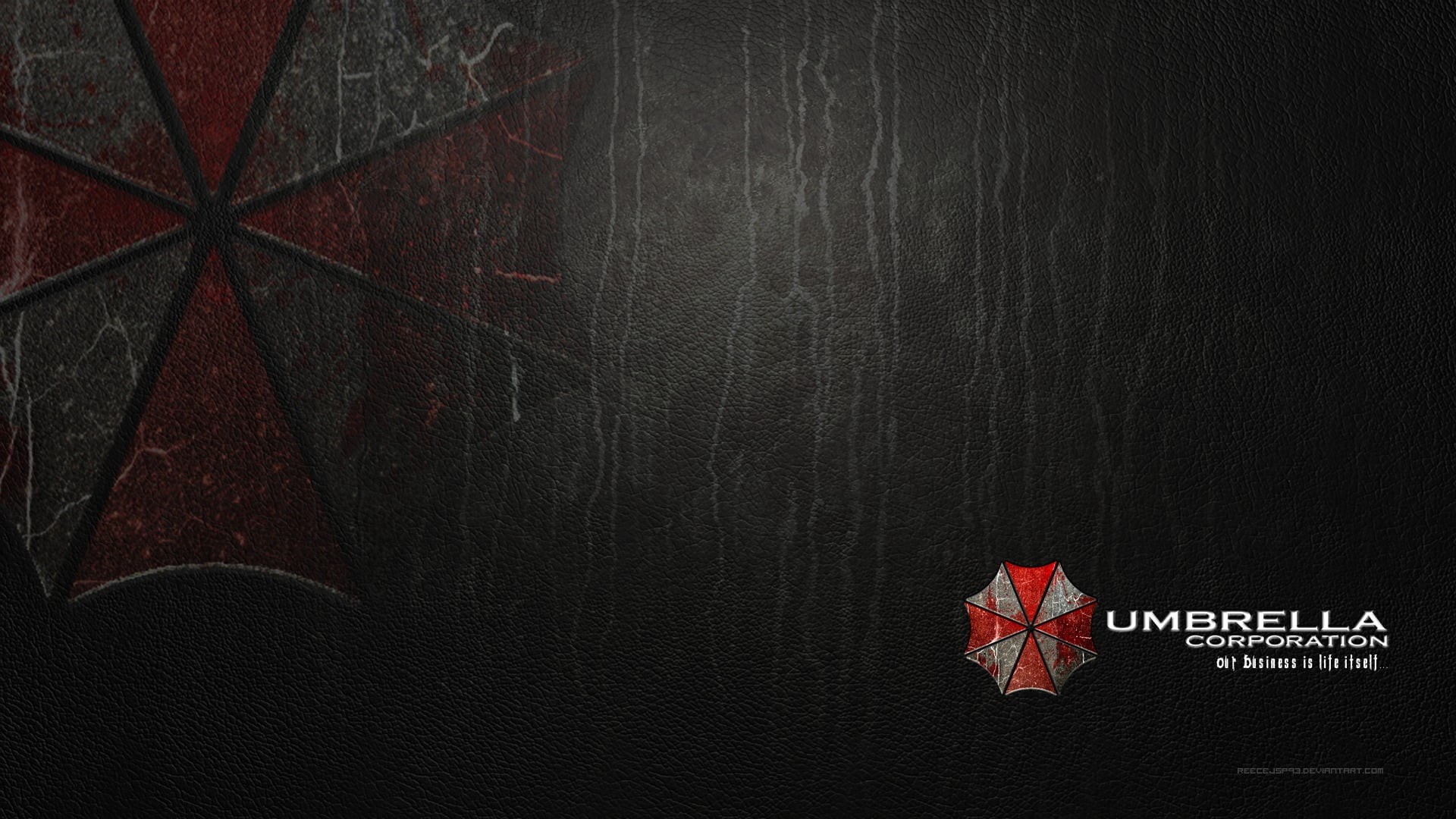 text, corporation, umbrella, celebration, communication, still life, black background, textured, close-up, 1080P, star shape, dark, red, copy space, Resident Evil, HD Wallpaper