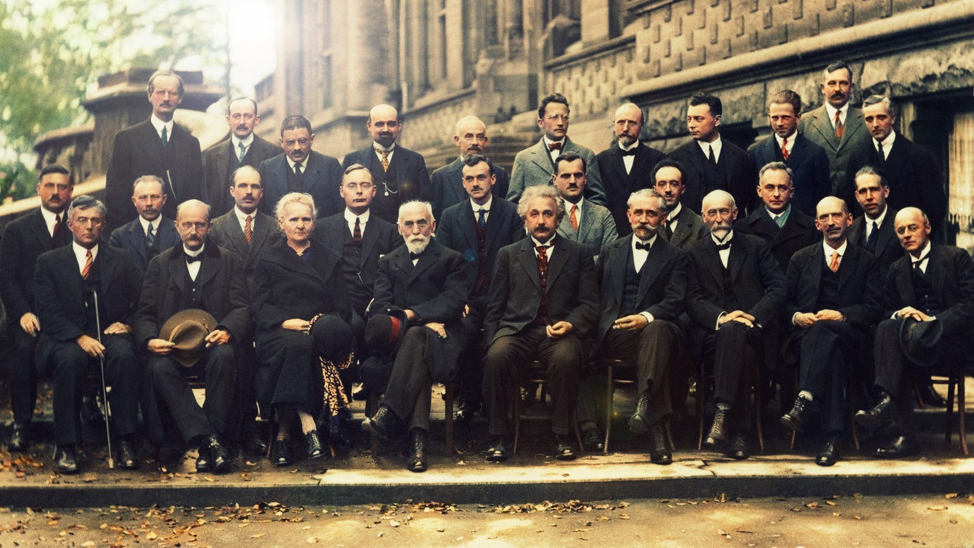 Hans Kramers, photo, military, architecture, large group of people, real people, Auguste Piccard, army, Paul Langevin, Niels Bohr, Paul Ehrenfest, 1080P, HD Wallpaper
