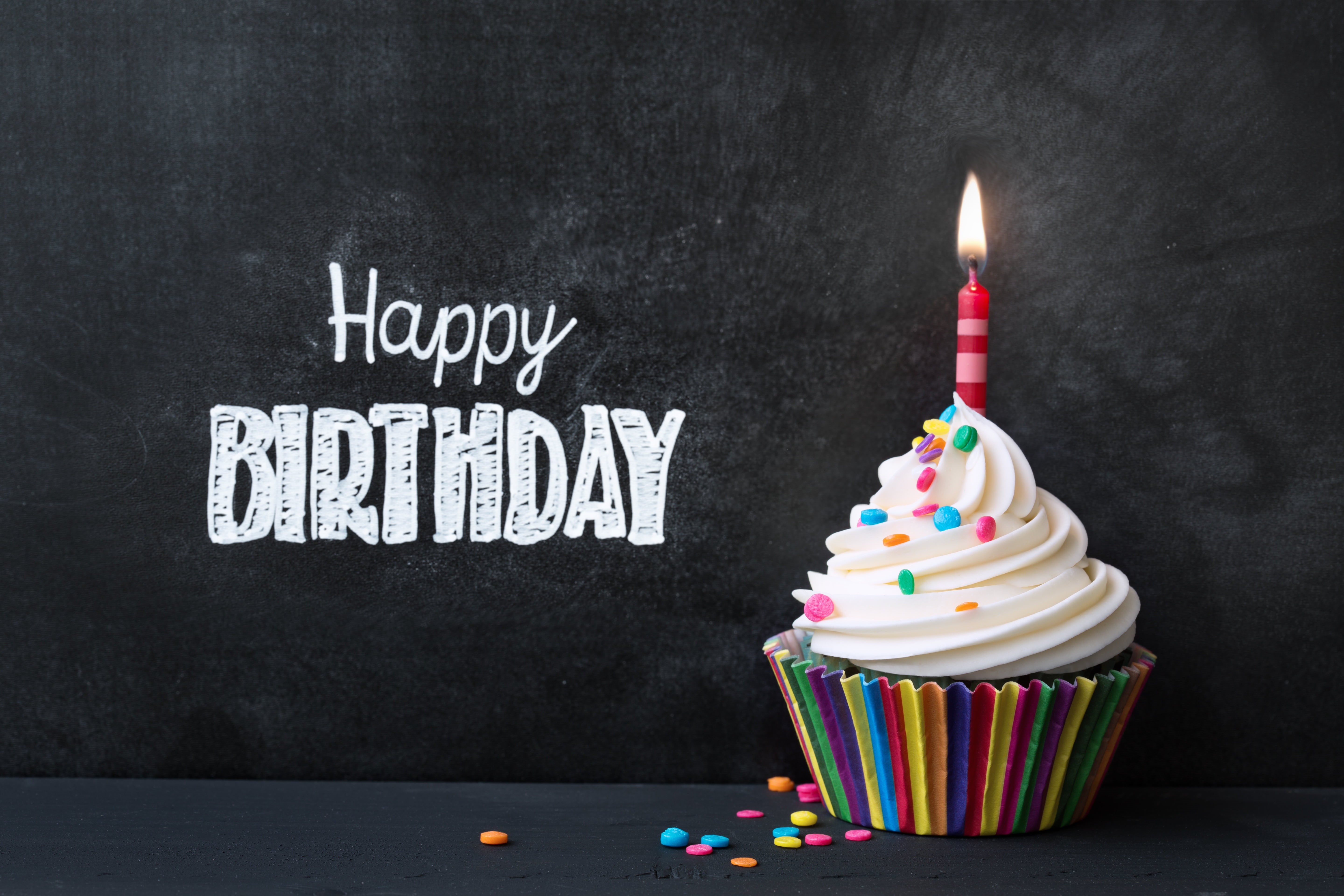 birthday cake, Happy Birthday, sweet, cupcake, food and drink, temptation, rainbow, burning, food, decoration, no people, colours, celebration, colorful, HD Wallpaper