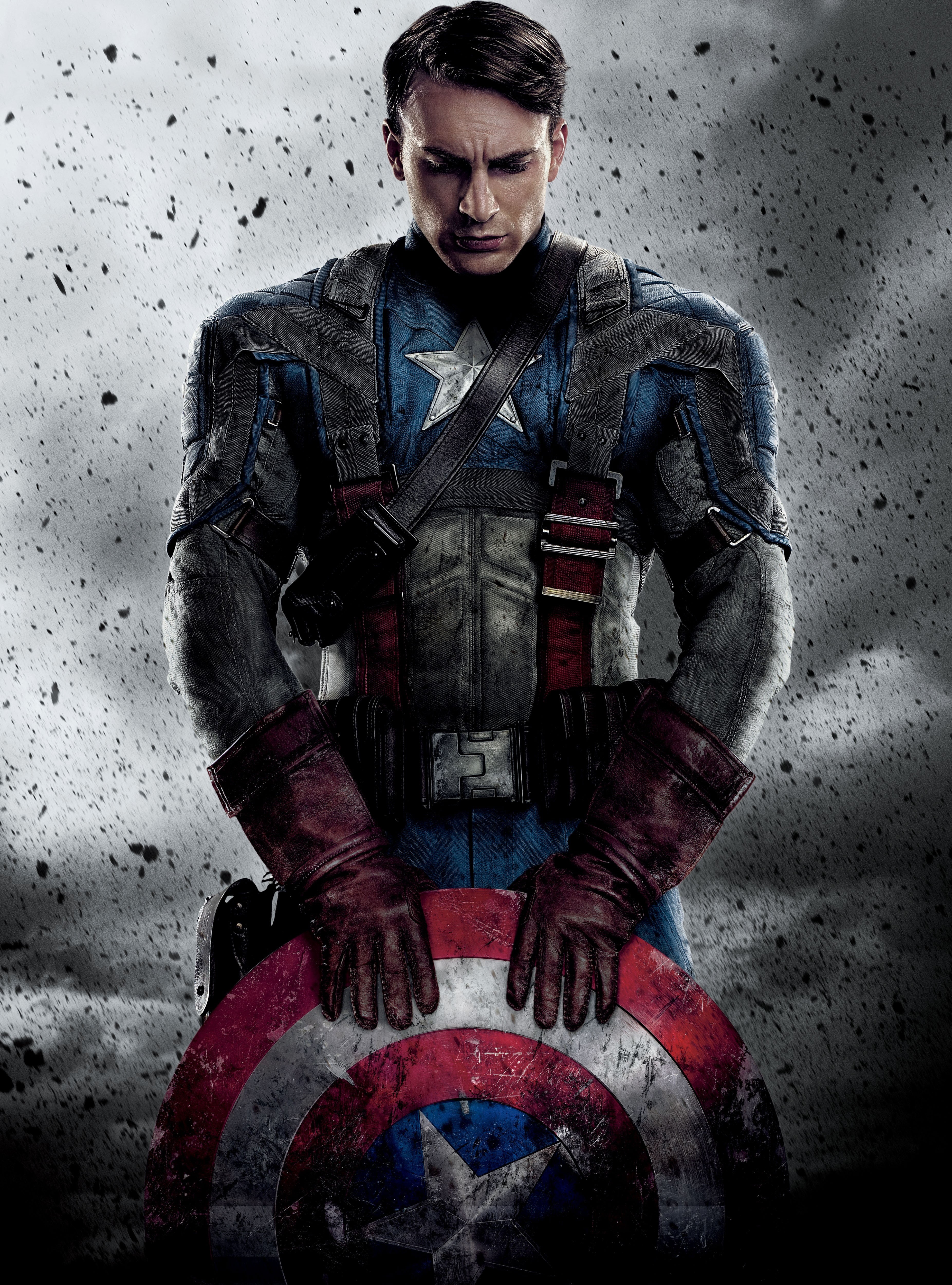 indoors, 4K, looking, protection, young adult, standing, Chris Evans, studio shot, front view, serious, one person, Captain America, full length, adult, Phone HD Wallpaper