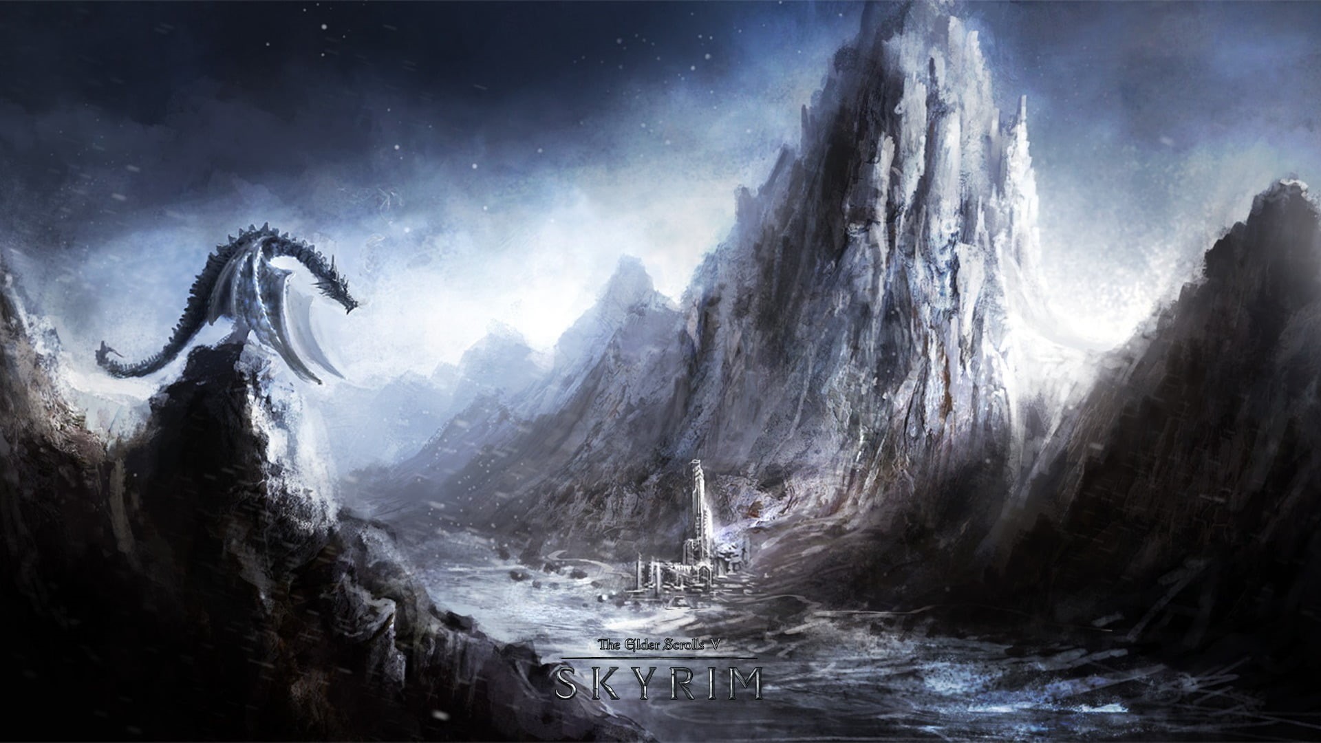 cold - Temperature, dark, ice, motion, mountain, star - Space, landscape, flowing water, land, video games, 1080P, fantasy art, cold temperature, HD Wallpaper