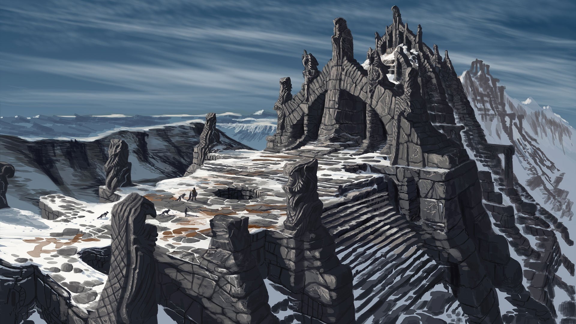 cloud - sky, scenics - nature, castle, no people, built structure, outdoors, black, 1080P, cold temperature, tourism, sky, building exterior, illustration, HD Wallpaper