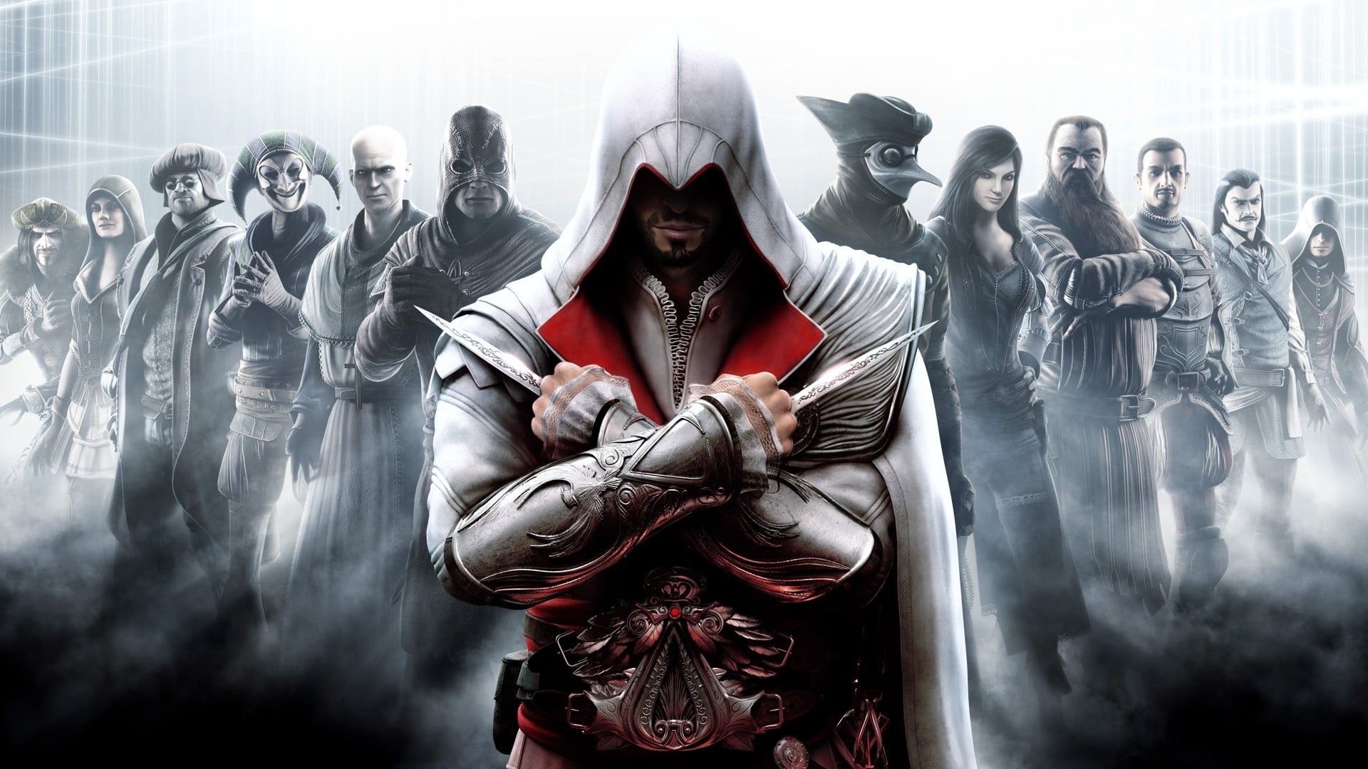 portrait, young adult, digital, group of people, people, front view, spirituality, assassin, adult, scarf, religion, Assassins Creed: Brotherhood, Assassins Creed II, HD Wallpaper