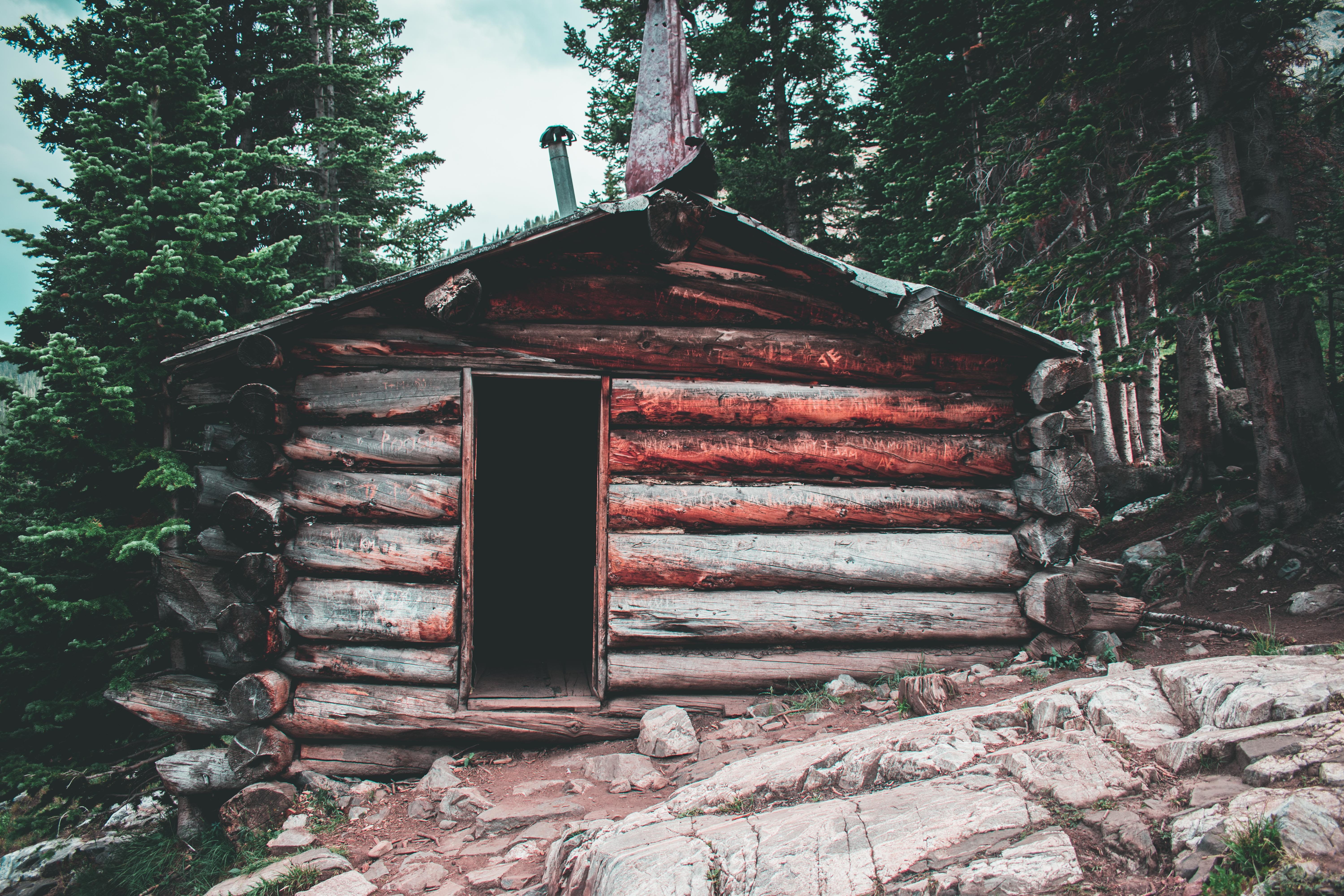 tall, travel, building exterior, shack, rural, summer, green, wooden cabin, countryside, beside, country, built structure, landscape, park, tree, nature, HD Wallpaper