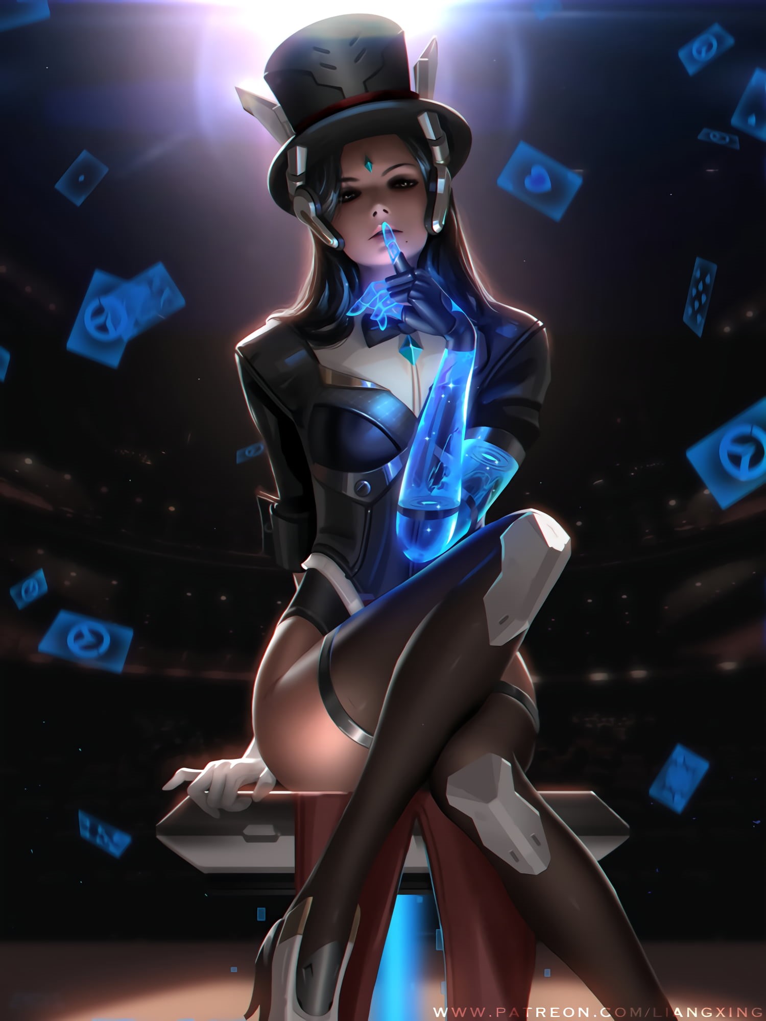 portrait display, robot, finger on lips, young adult, computer, artwork, Liang Xing, standing, digital art, illuminated, adult, futuristic, cyberspace, Phone HD Wallpaper