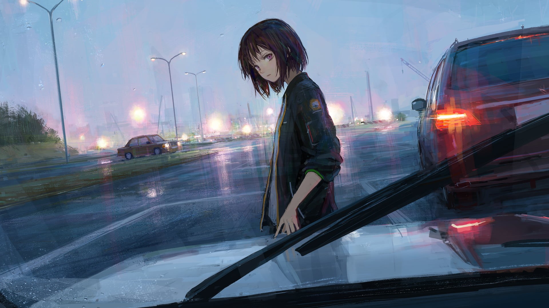 adult, real people, traffic, travel, rain, driving, city, mode of transportation, land Vehicle, transportation, lifestyles, urban Scene, females, black, HD Wallpaper