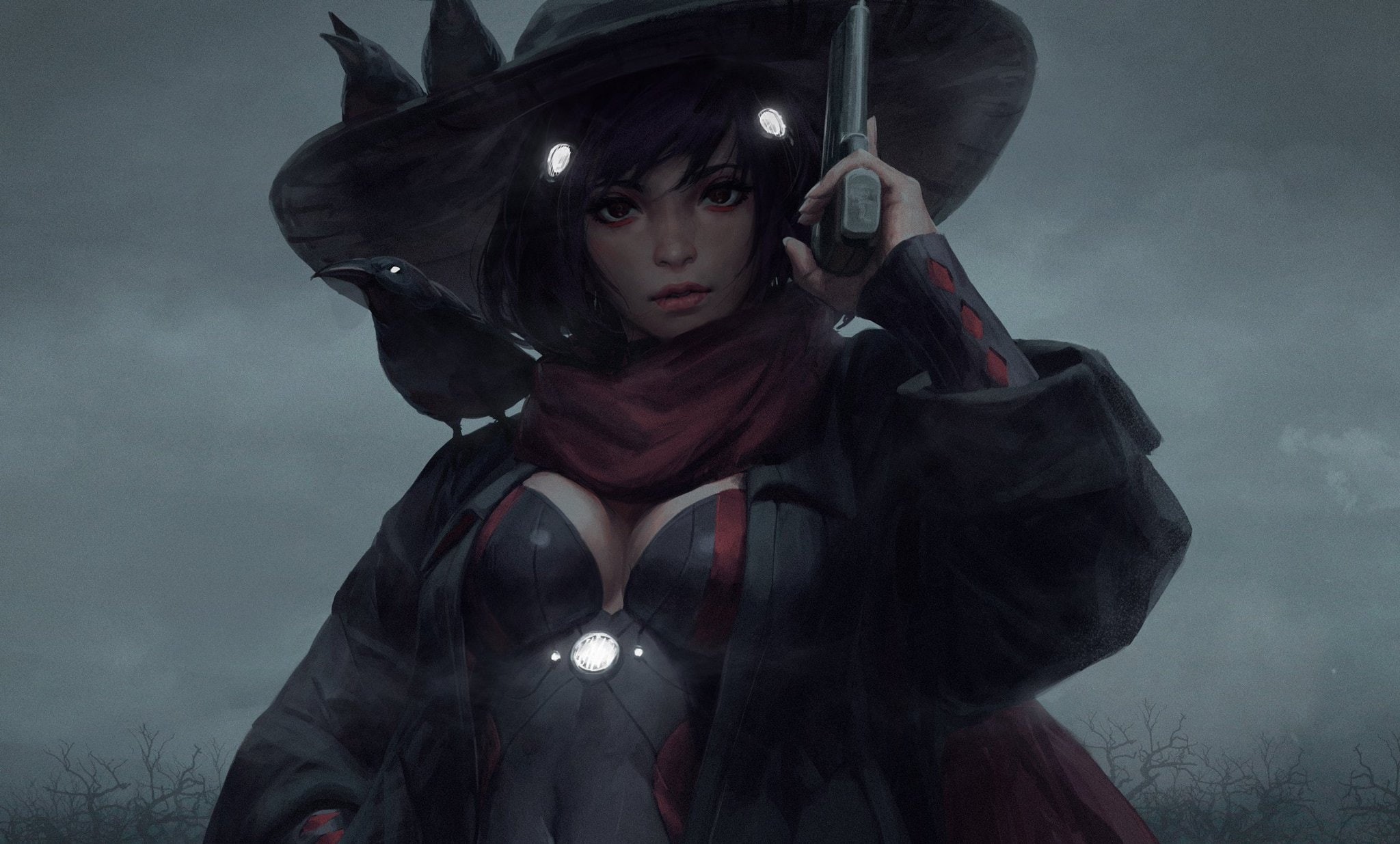 1080P, GUWEIZ, gun, weapon, fantasy art, warrior, women, HD Wallpaper