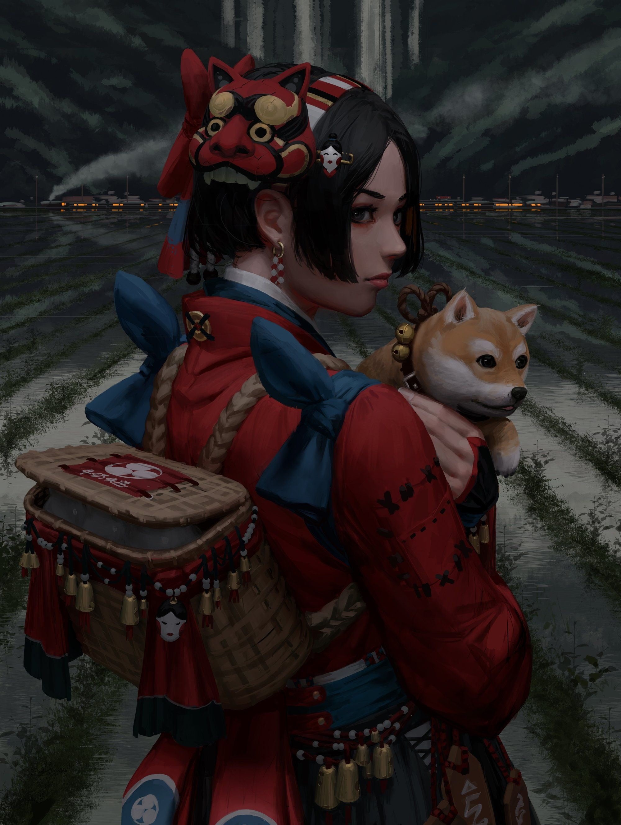 creativity, digital art, fantasy art, celebration, mask, samurai, illustration, focus on foreground, human representation, leisure activity, art and craft, Phone HD Wallpaper