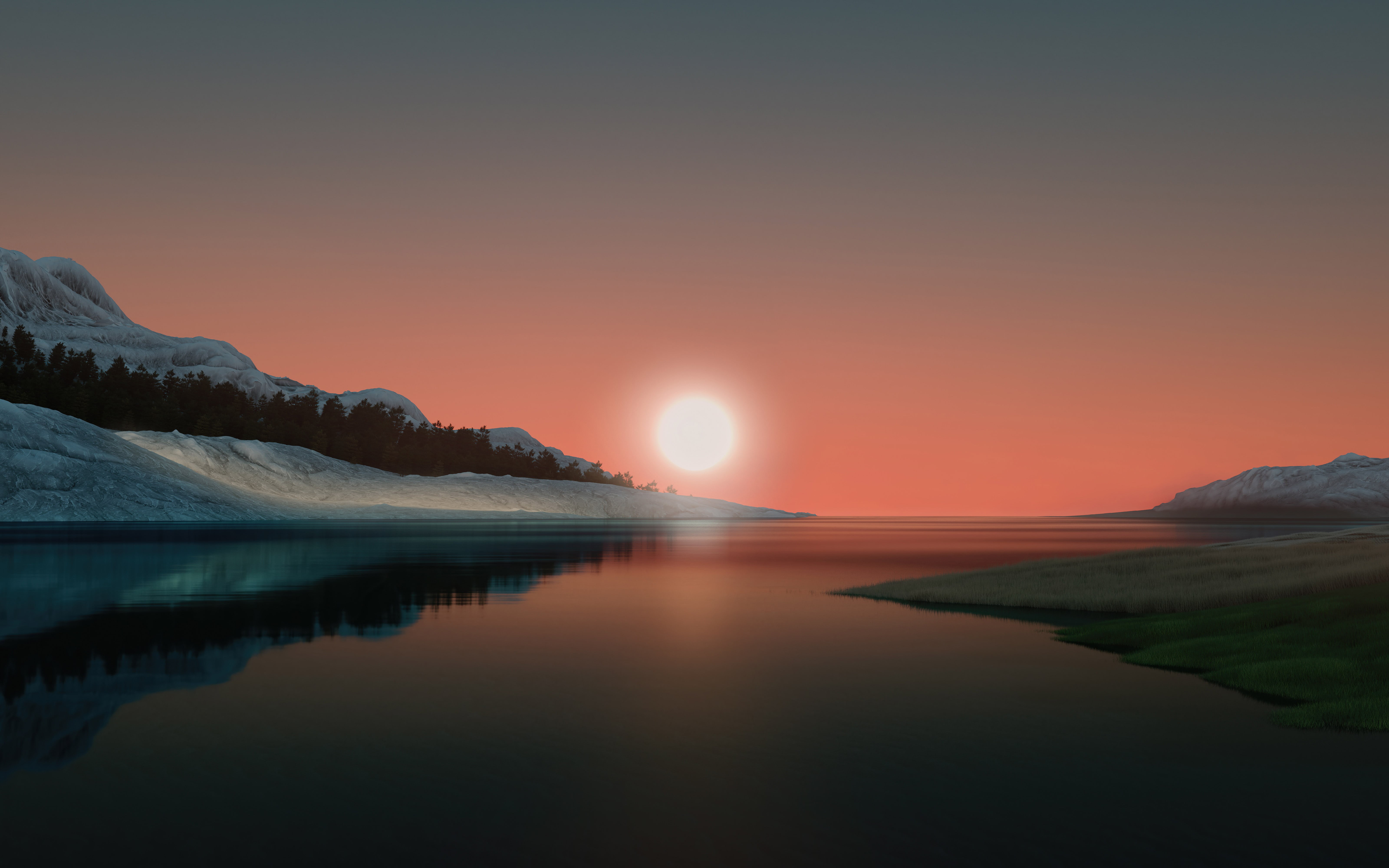 minimalism, windows 11, landscape, digital, 5K, HD Wallpaper