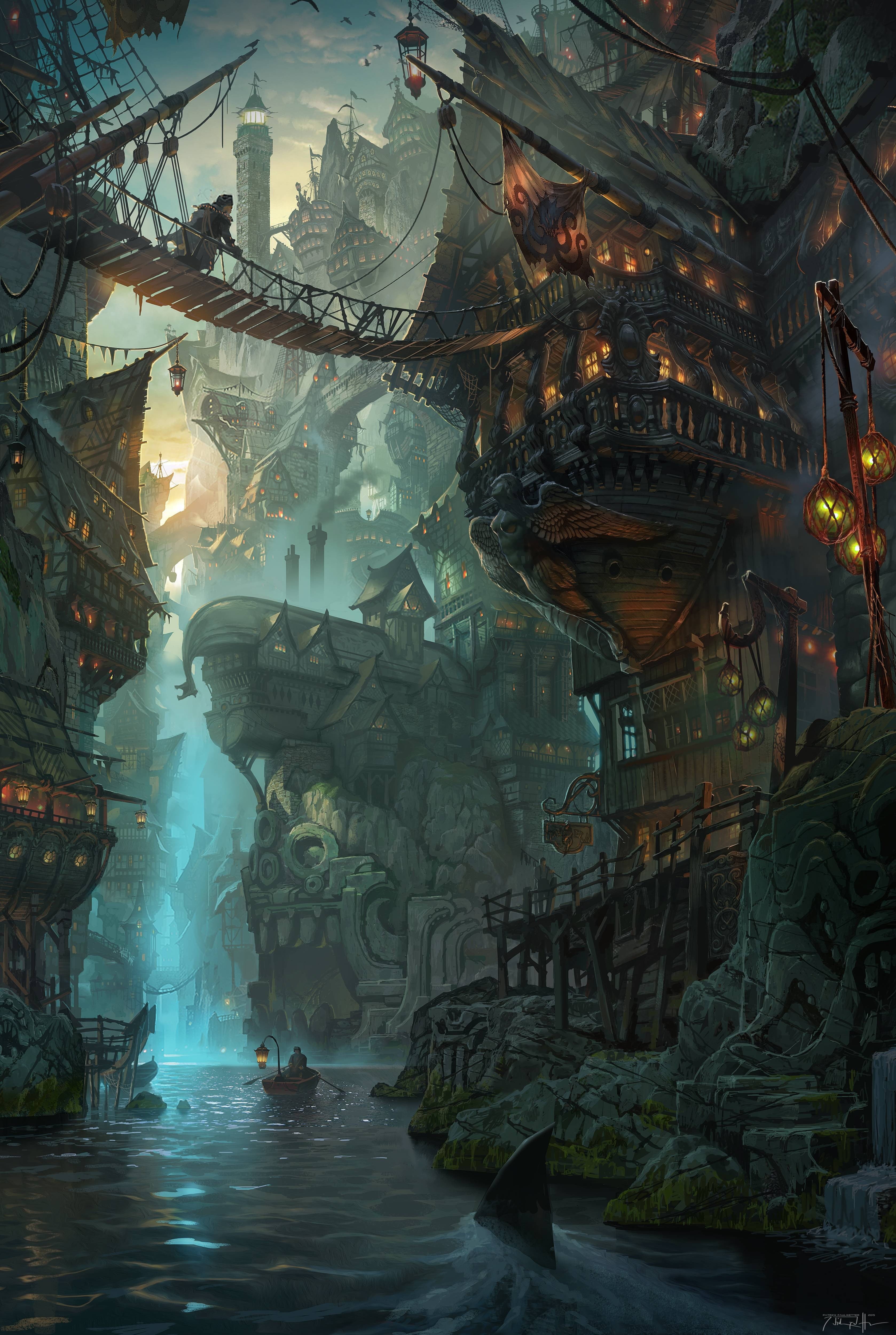 ports, architecture, pirates, no people, outdoors, transparent, city, digital, creativity, art and craft, human representation, building, Bilgewater, League of Legends, Phone HD Wallpaper
