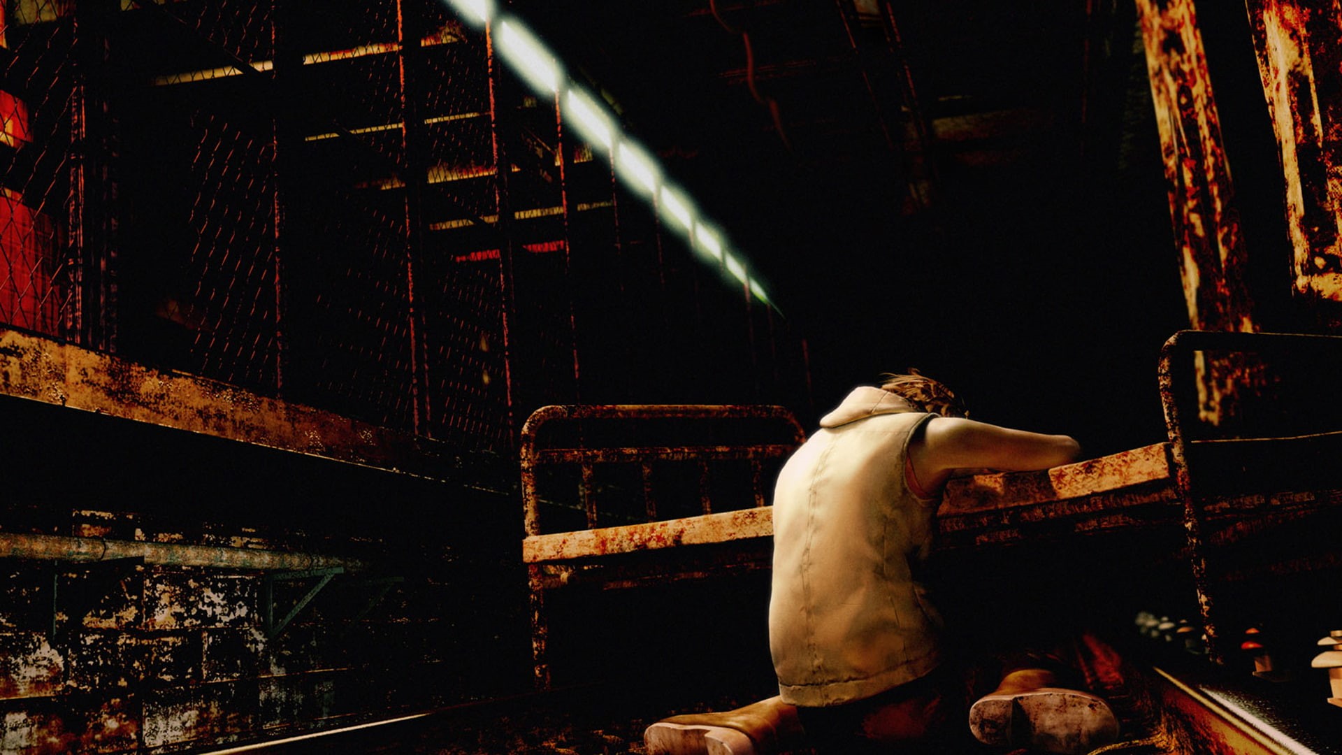 old ruin, damaged, adult, Silent Hill 3, abandoned, standing, night, one person, Silent Hill, video games, rear view, men, 1080P, heather mason, indoors, HD Wallpaper