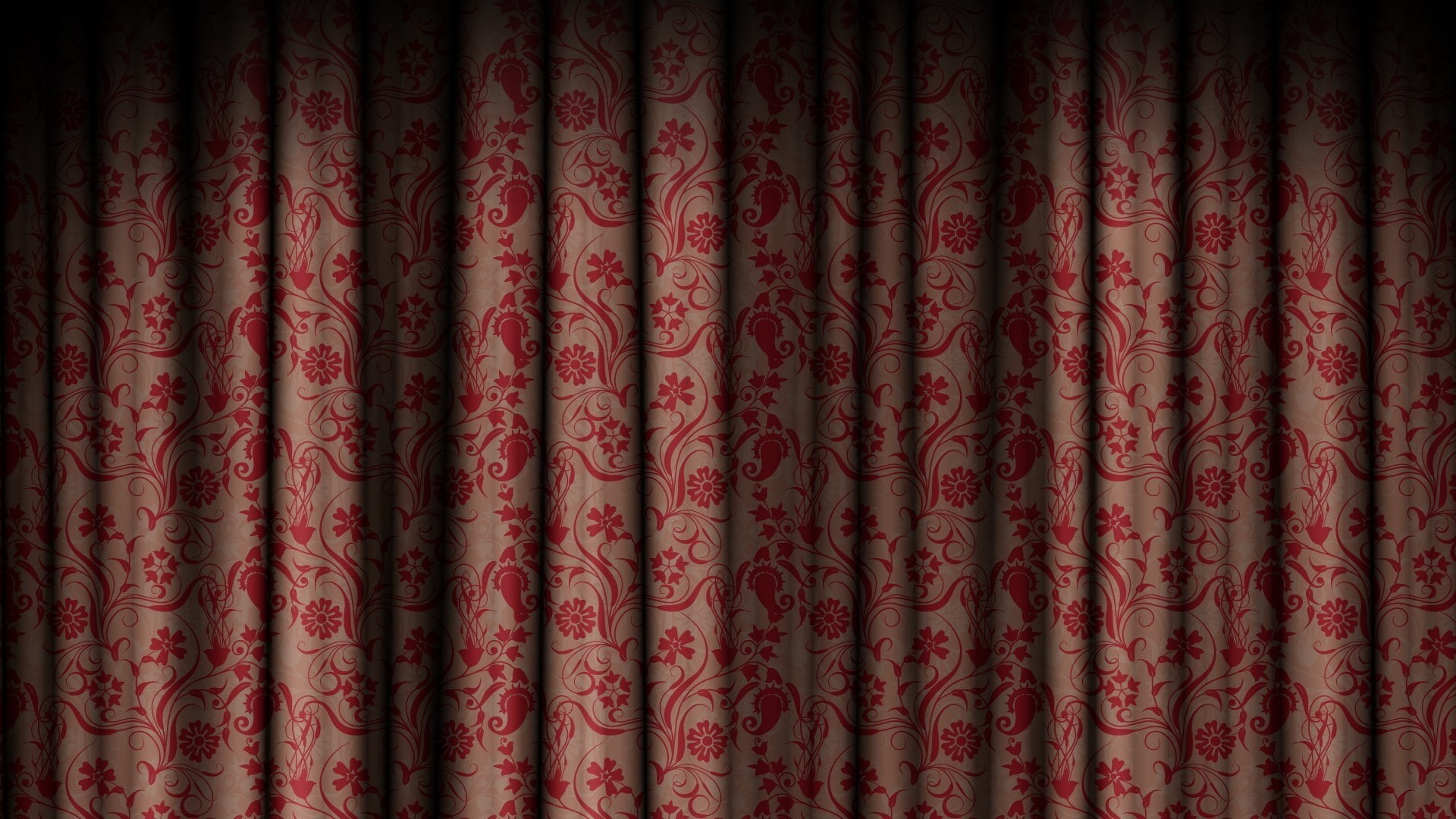 red, pattern, 1080P, curtain, texture, HD Wallpaper