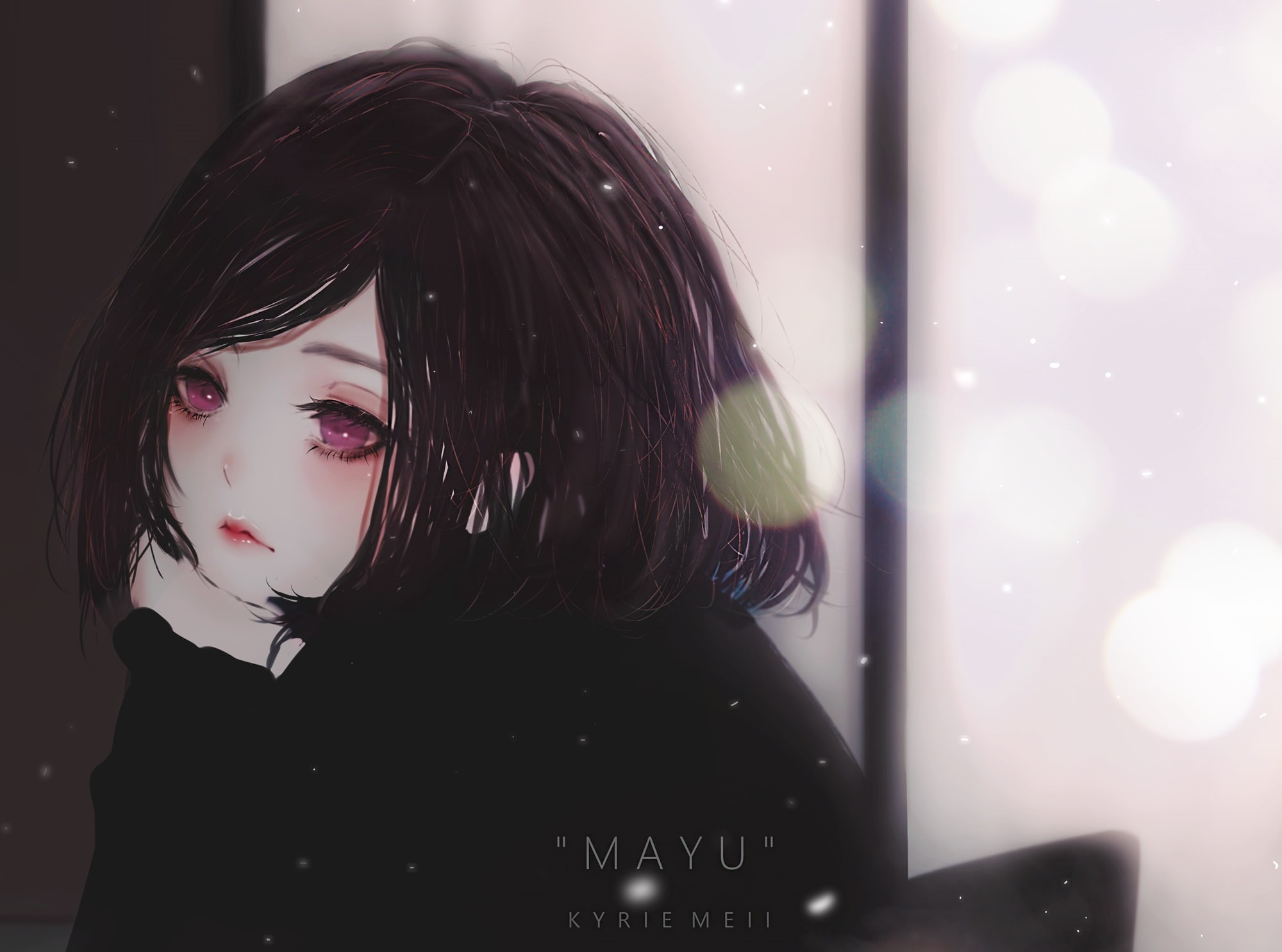 hairstyle, human face, anime, headshot, teenager, young adult, indoors, Kyrie Meii, brunette, real people, beautiful woman, leisure activity, looking at camera, HD Wallpaper