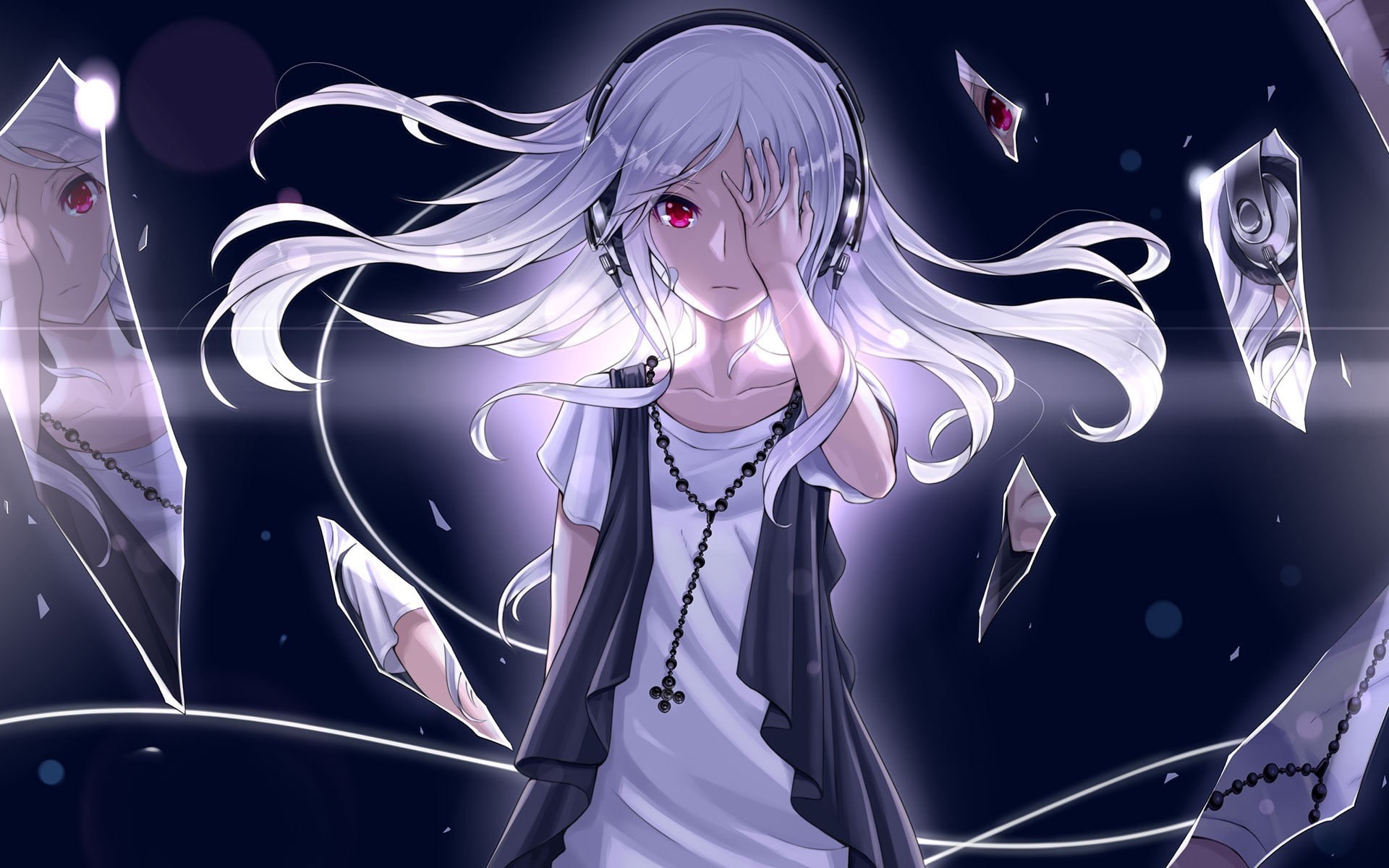 night, no people, light trail, white hair, 1080P, light painting, girl, glowing, art and craft, human representation, character, creativity, HD Wallpaper