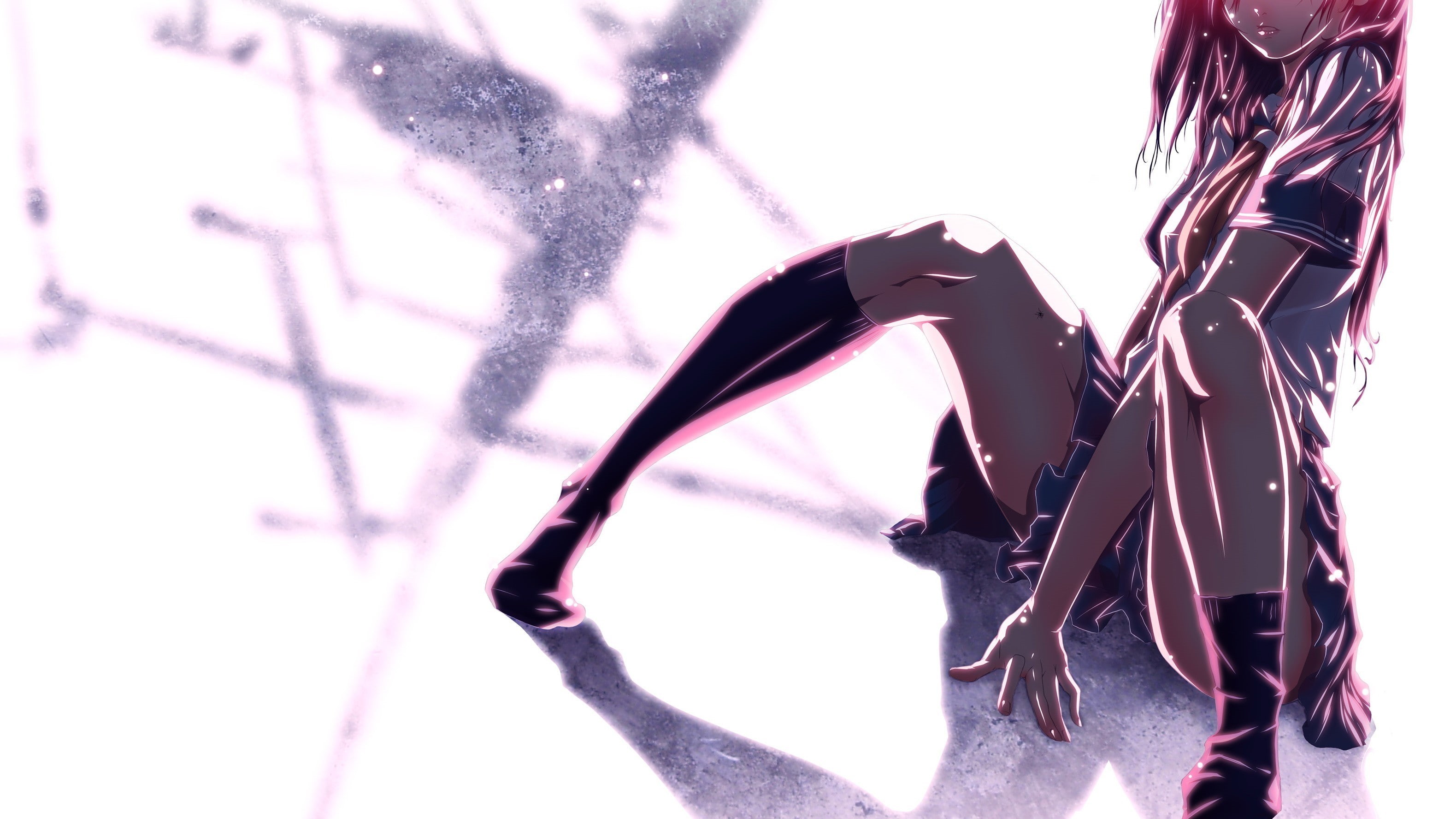 shadow, transportation, technology, original characters, anime girls, one person, illustration, close-up, focus on foreground, day, sunlight, lifestyles, HD Wallpaper