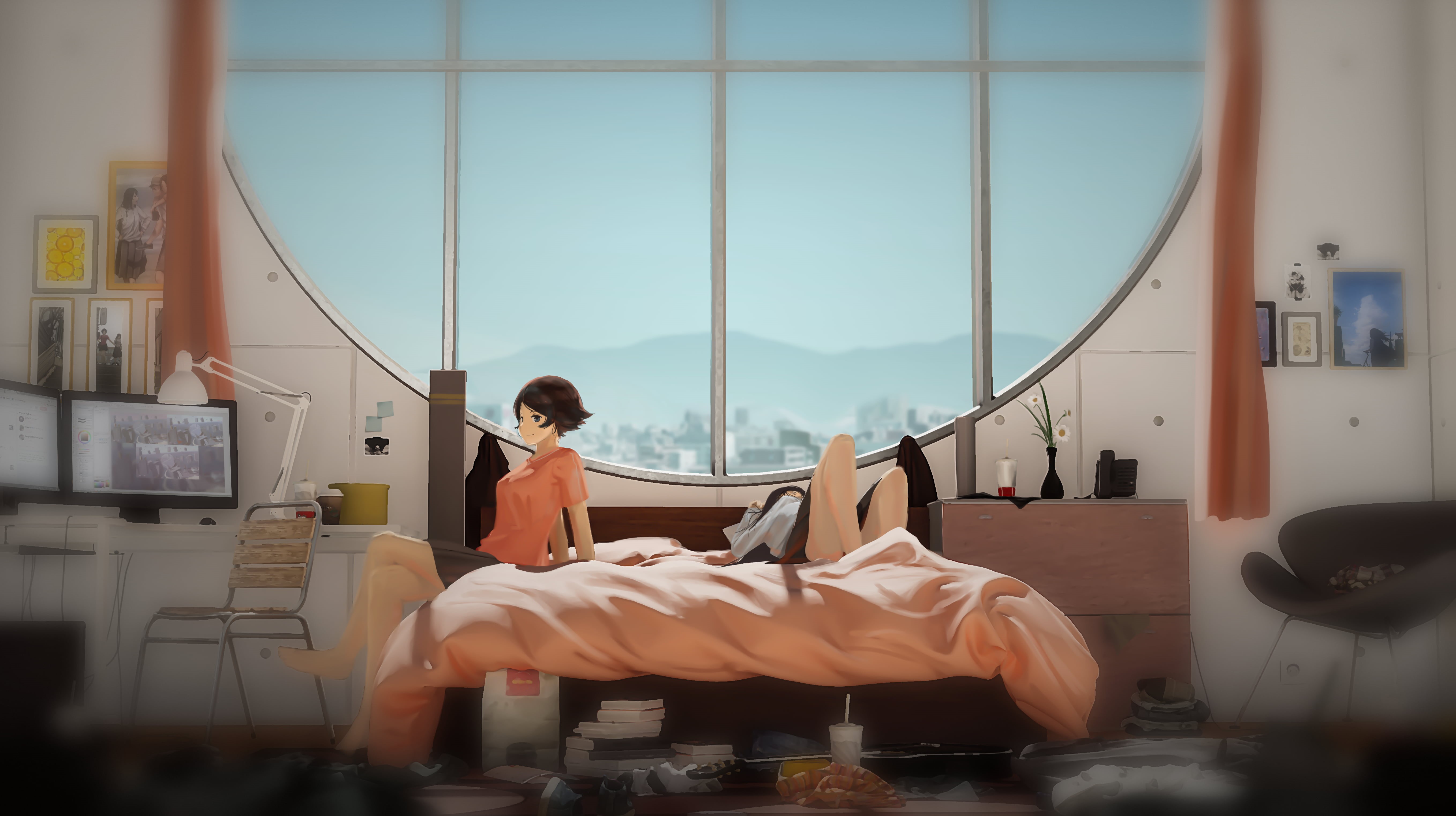 child, backgound, men, chair, nature, haired, painting, anime, lifestyles, technology, leisure activity, young adult, illustration, window, graphite, blurred, HD Wallpaper