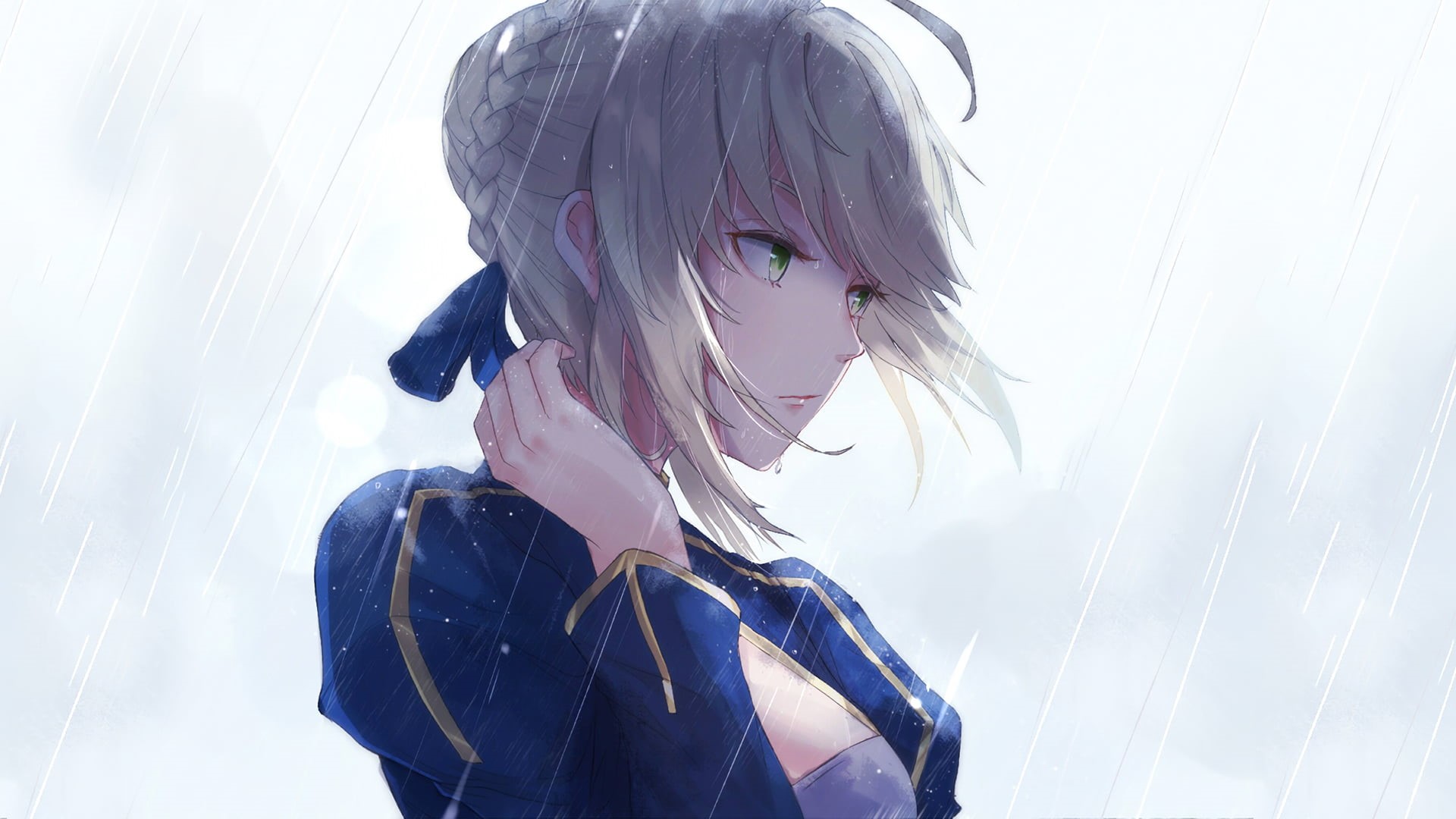 sunlight, beautiful woman, digital, Fate/Stay Night, portrait, 1080P, one person, headshot, front view, lifestyles, females, anime girls, nature, HD Wallpaper