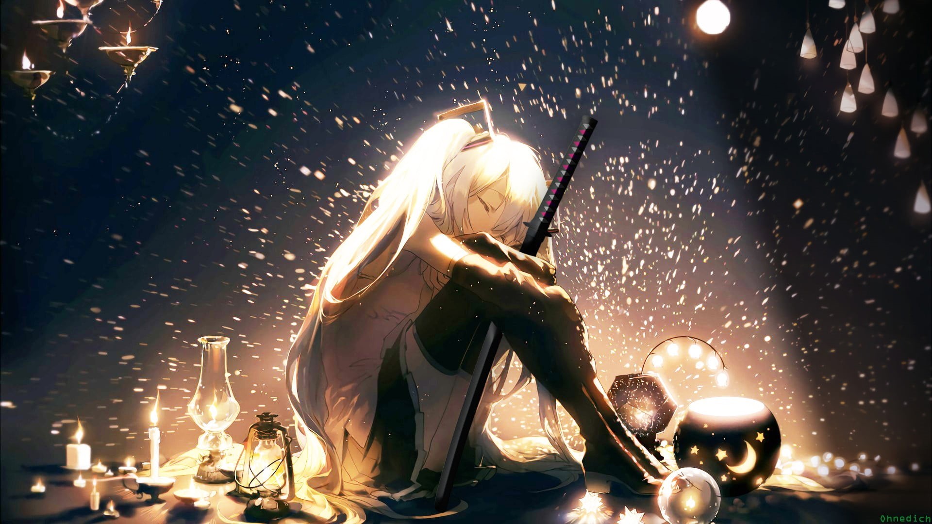 nature, arts culture and entertainment, performance, real people, night, sparks, Vocaloid, Hatsune Miku, fire, character, firework, women, digital, HD Wallpaper