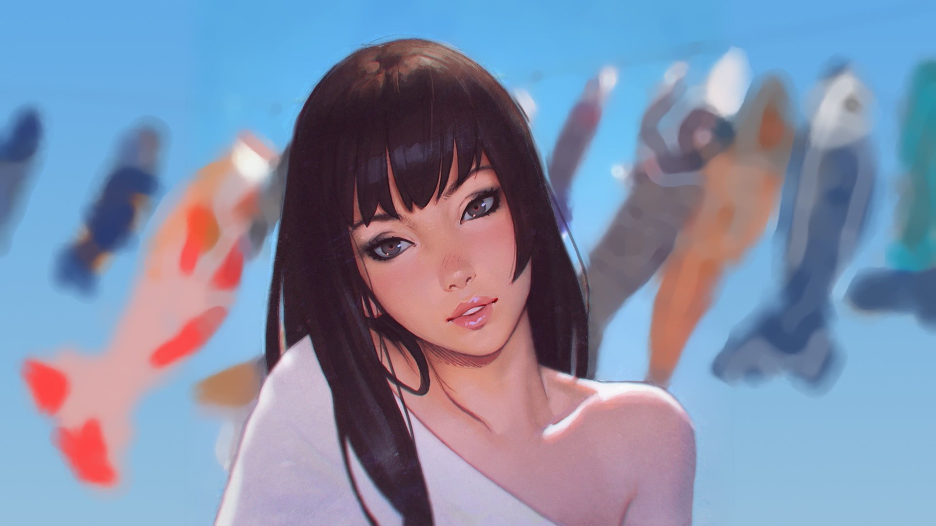 beauty, white, digital art, hairstyle, one person, brown hair, young women, top, fantasy art, beautiful woman, original characters, s, adult, long hair, HD Wallpaper