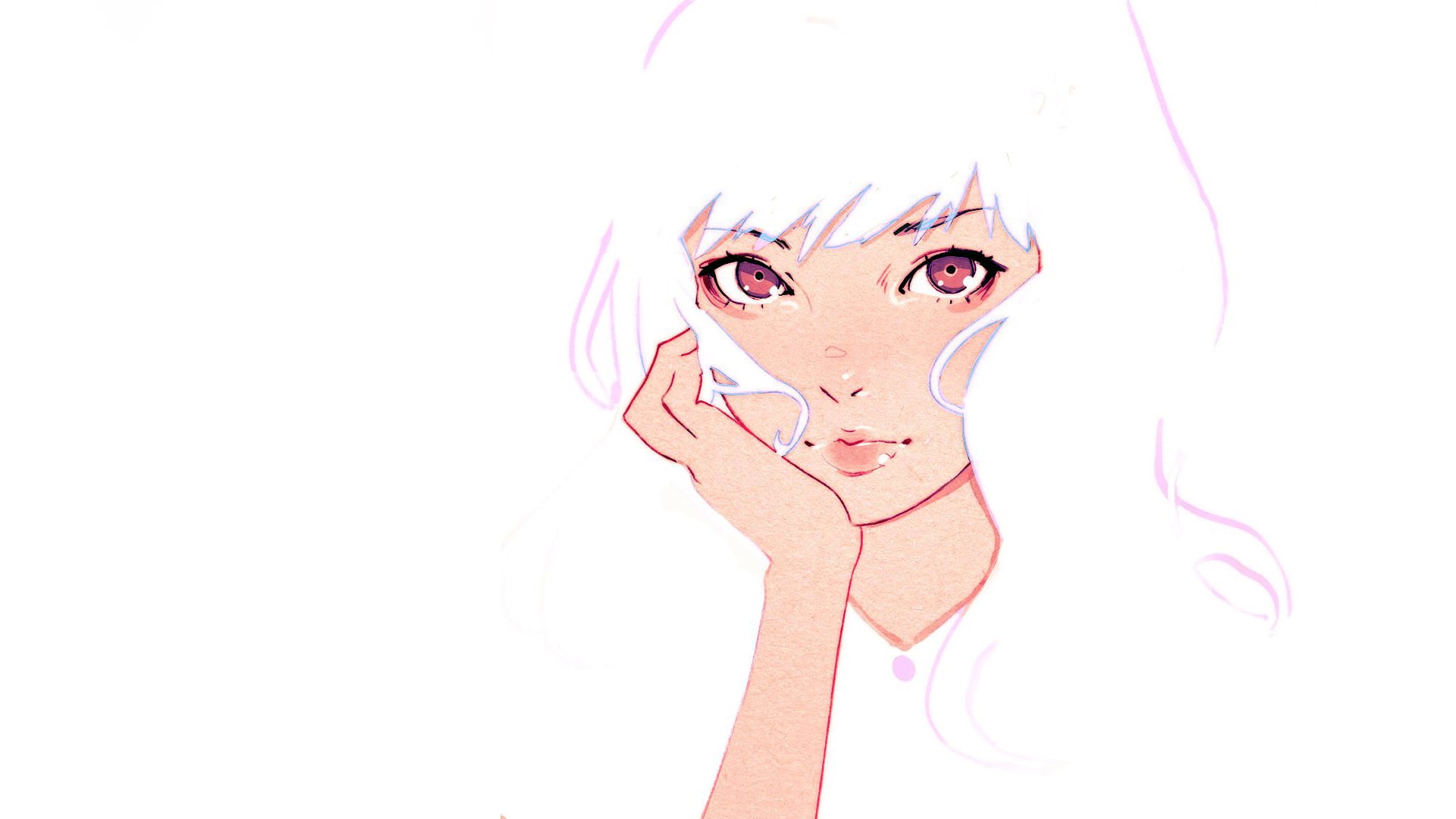 illustration, representation, unrecognizable person, drawing, copy space, art and craft, haired, woman, human face, Ilya Kuvshinov, close-up, headshot, HD Wallpaper