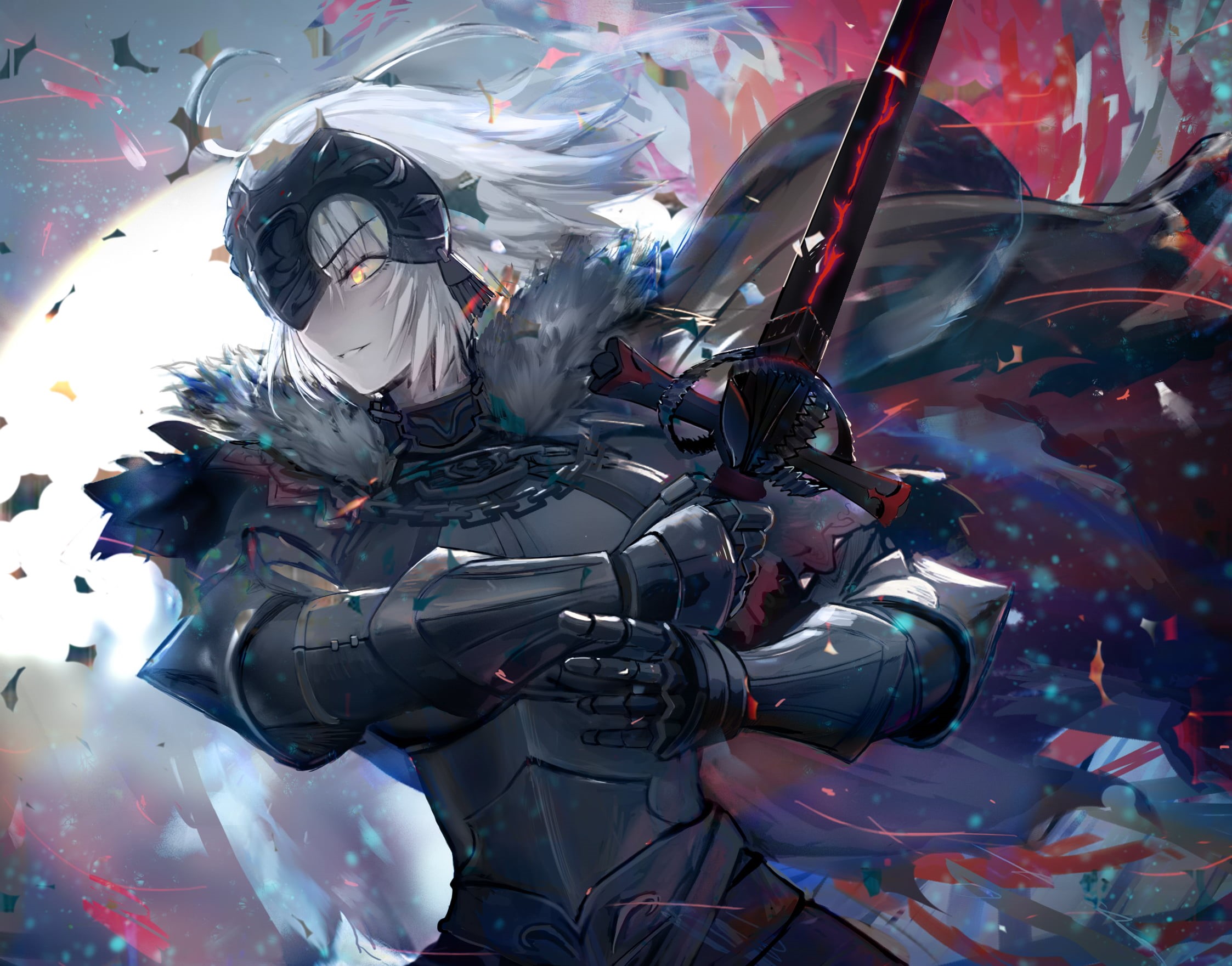 knight, obscured face, standing, three quarter length, silver colored, art and craft, men, uniform, yellow eyes, Fate Series, nature, 1080P, short hair, HD Wallpaper