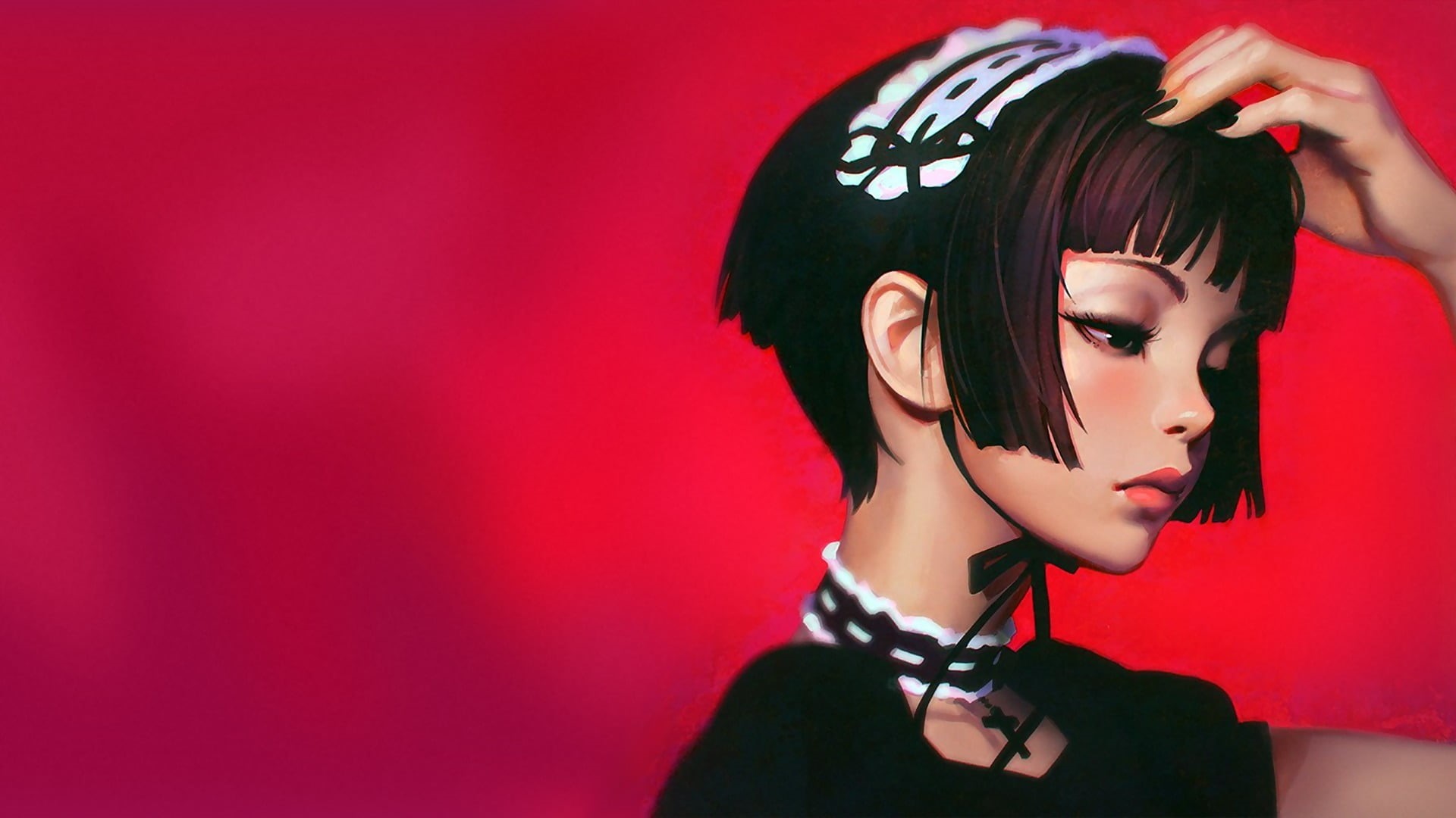 females, women, young women, digital art, human hair, kuvshinov, young adult, beautiful woman, human body part, fantasy art, illustration, red, beautiful people, HD Wallpaper