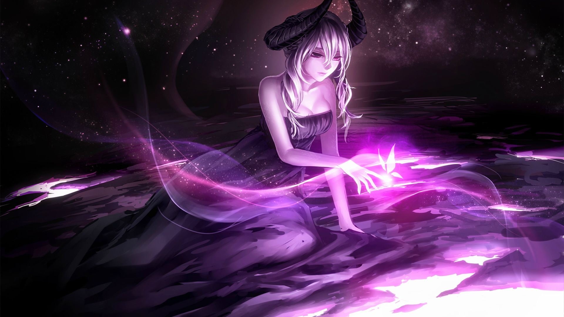 young adult, 1080P, character, abstract, purple, motion, three quarter length, anime, real people, full length, night, blurred motion, anime girls, indoors, HD Wallpaper