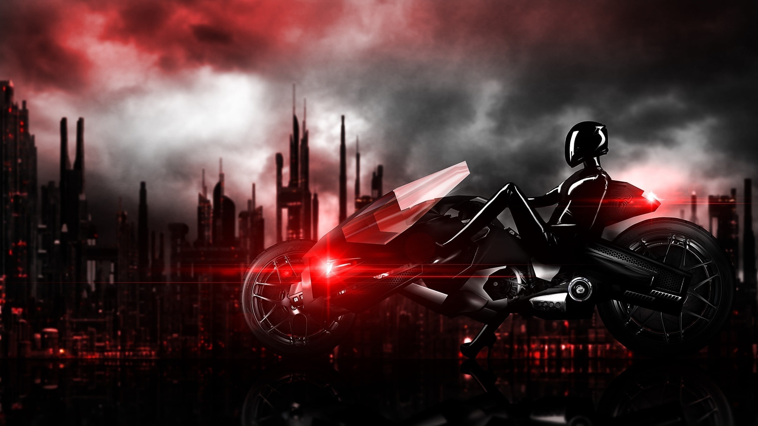 black Color, cyberpunk, dusk, built Structure, motor vehicle, mode of transportation, car, dramatic Sky, latex, nature, backgrounds, illustration, sky, HD Wallpaper