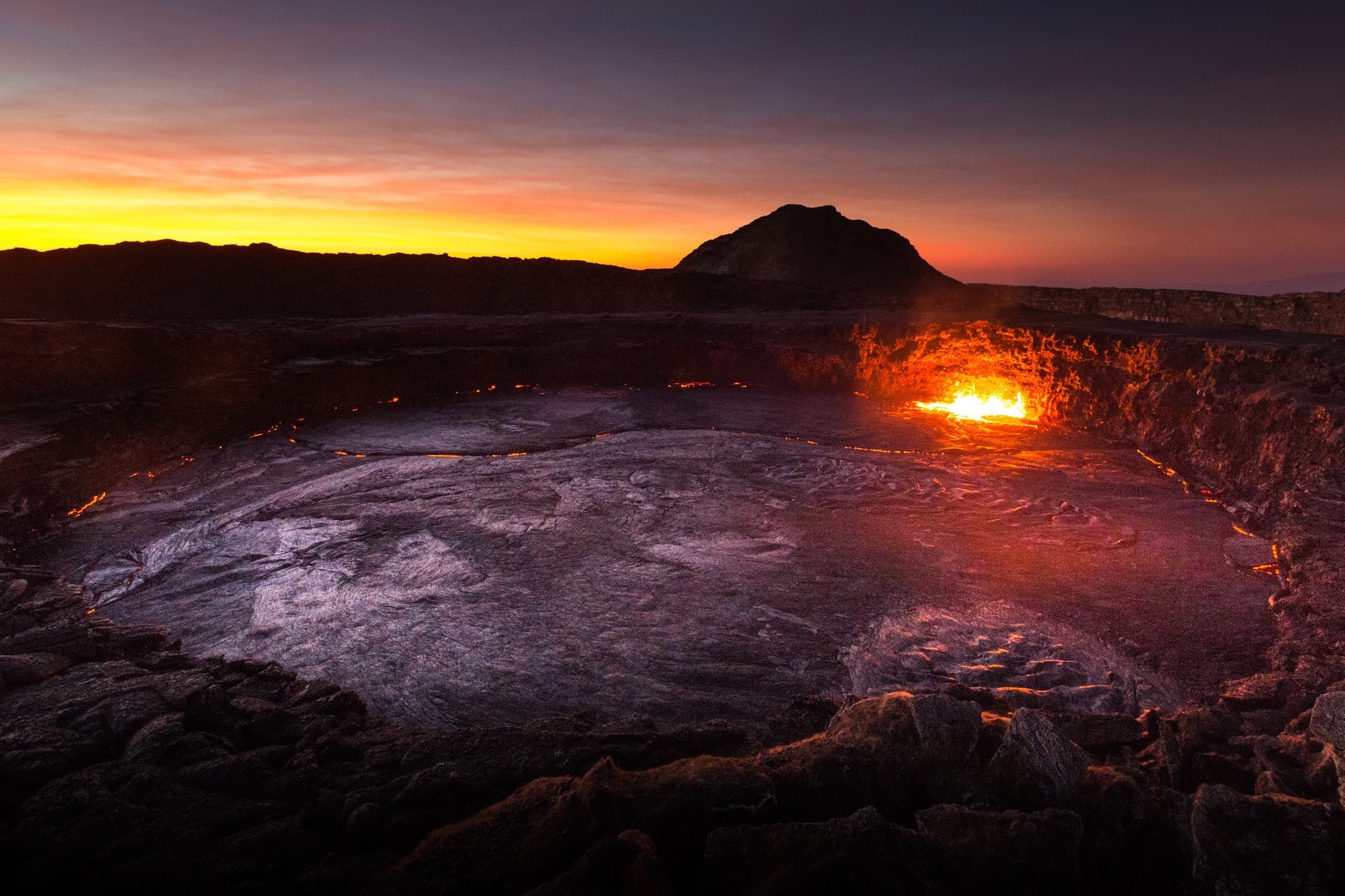 eruption, lava, volcano, 1080P, Dawn, mountains, Africa, Ethiopia, HD Wallpaper