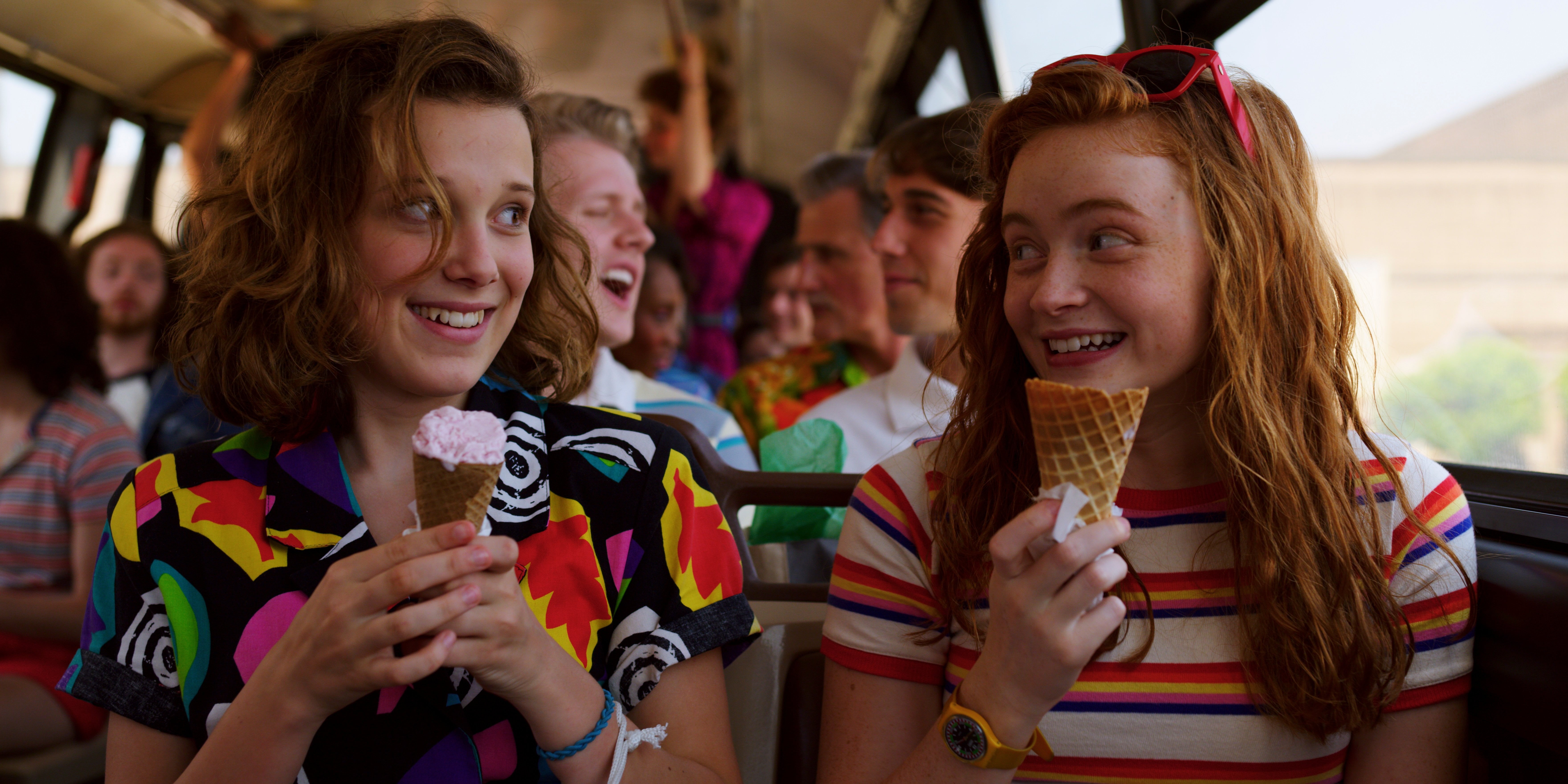 Eleven (Stranger Things), TV Show, Ice Cream, Stranger Things, Stranger Things - Season 3, 5K, Sadie Sink, Max Mayfield, Millie Bobby Brown, HD Wallpaper