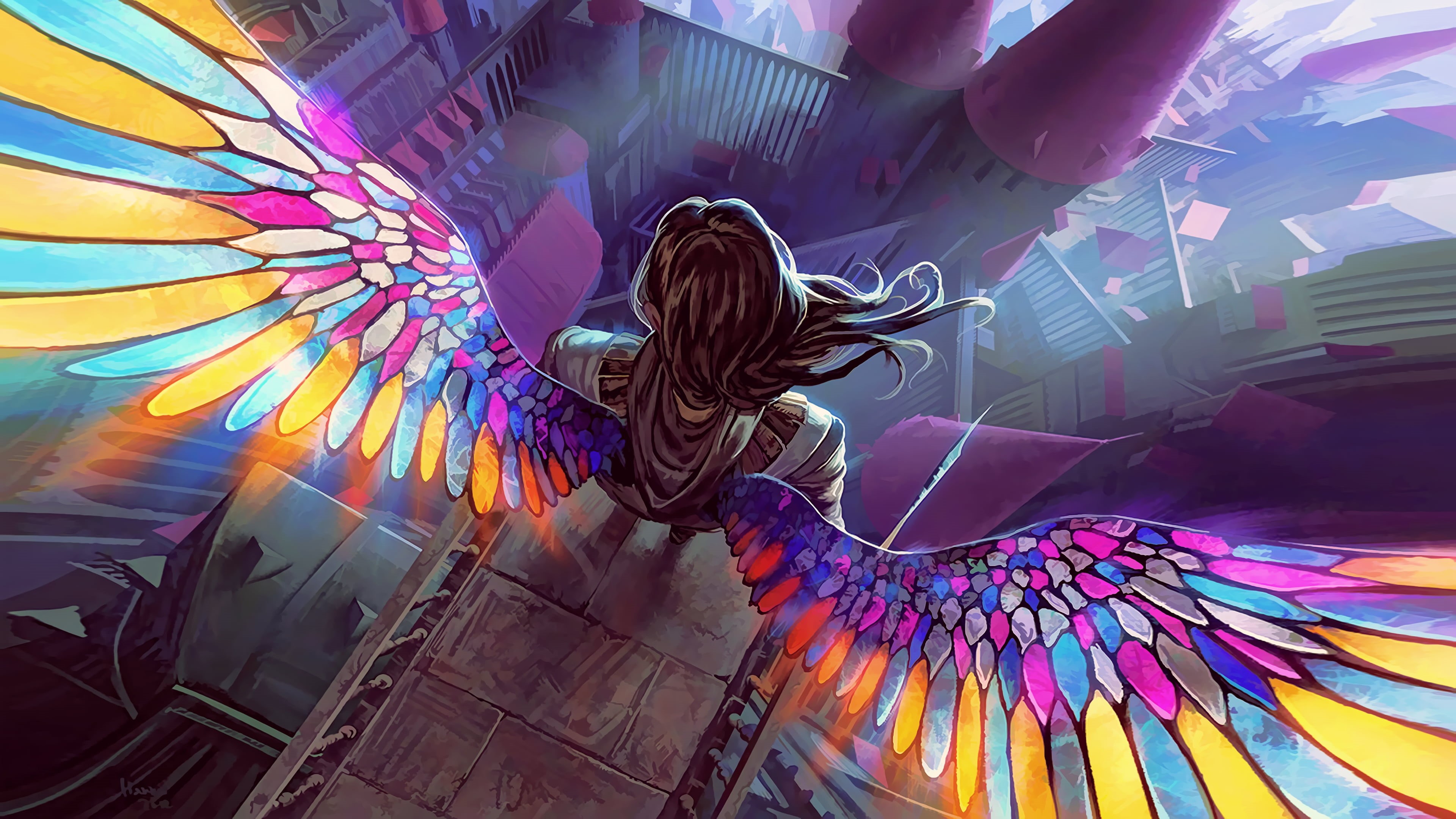 event, disco dancing, multi colored, fantasy art, arts culture and entertainment, illuminated, dancing, one person, clubbing, night, illustration, angel, HD Wallpaper