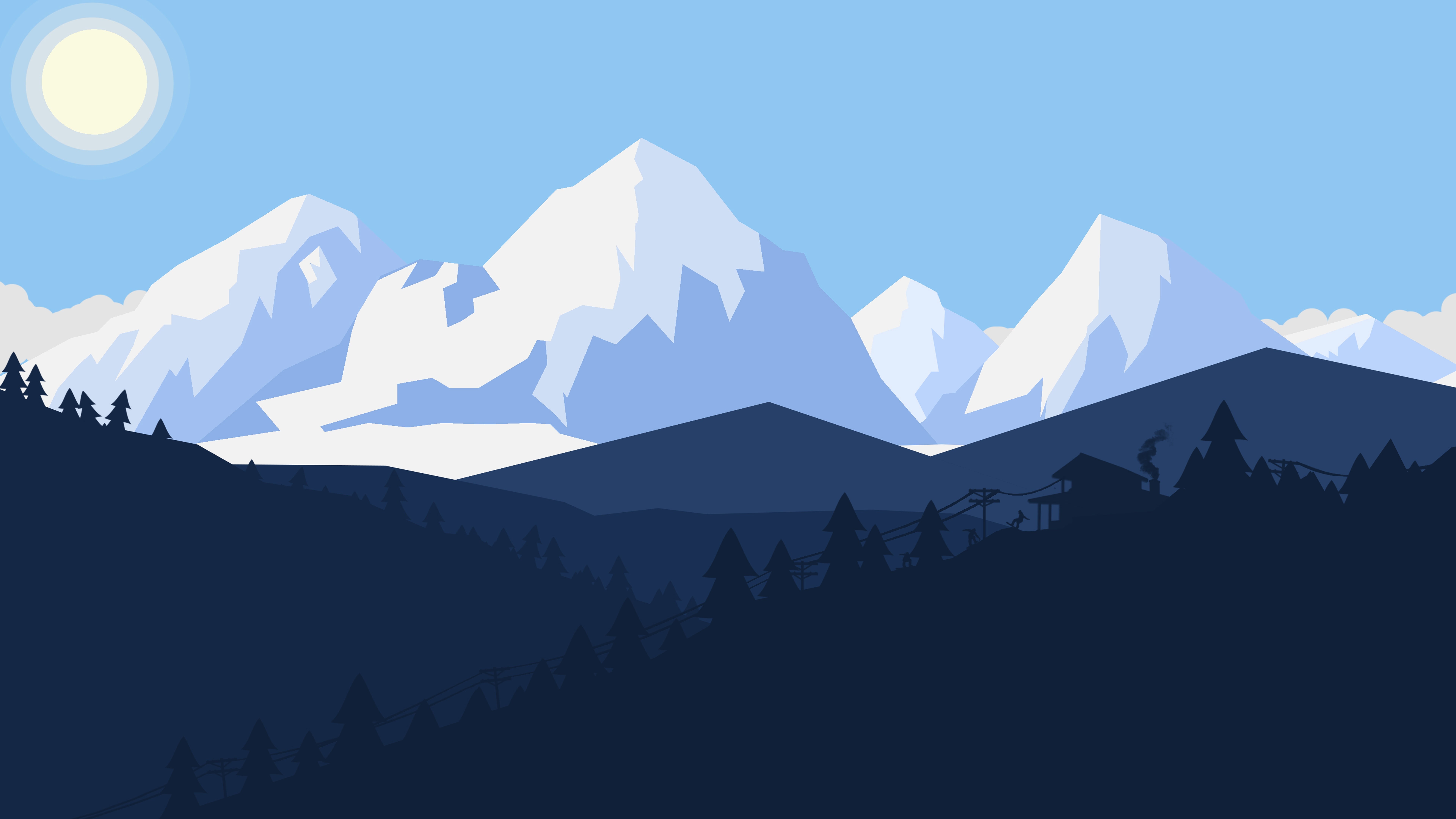minimal, landscape, snow, minimal art, 8k uhd, minimalist, 8K, winter, minimalistic, art, HD Wallpaper
