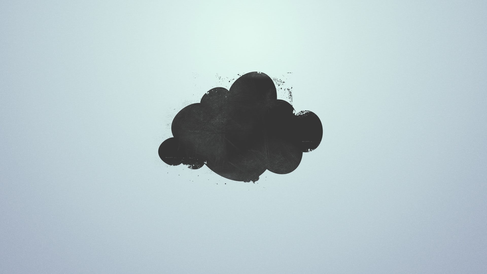 clear sky, water, one person, illustration, copy space, sky, blue, black, 1080P, silhouette, leisure activity, clouds, digital art, minimalism, simple background, HD Wallpaper