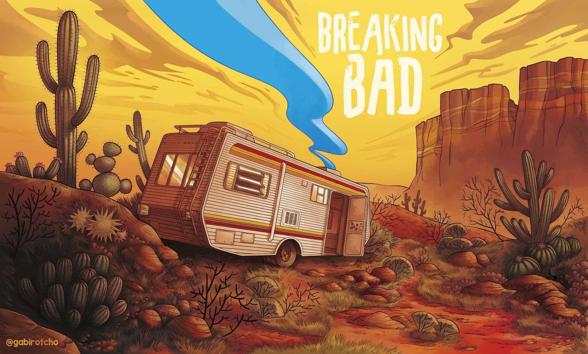 furniture, Gabirotcho , wall - building feature, artwork, text, Breaking Bad, architecture, orange, art and craft, pattern, built structure, graffiti, no people, HD Wallpaper