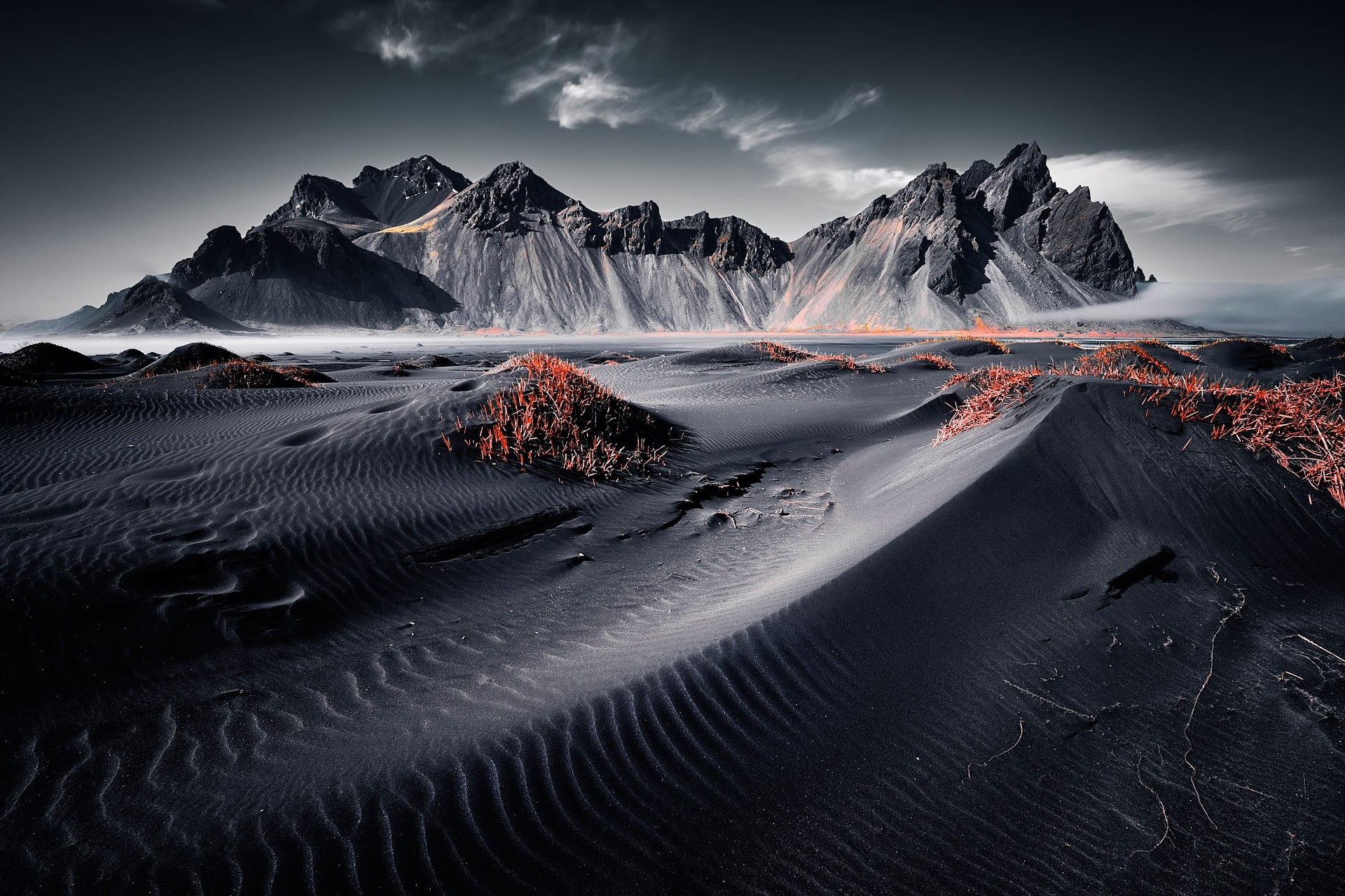 Iceland, ice, cold temperature, sky, long exposure, grayscale, mountains, no people, environment, mountain range, photo, desert, outdoors, cloud - sky, HD Wallpaper