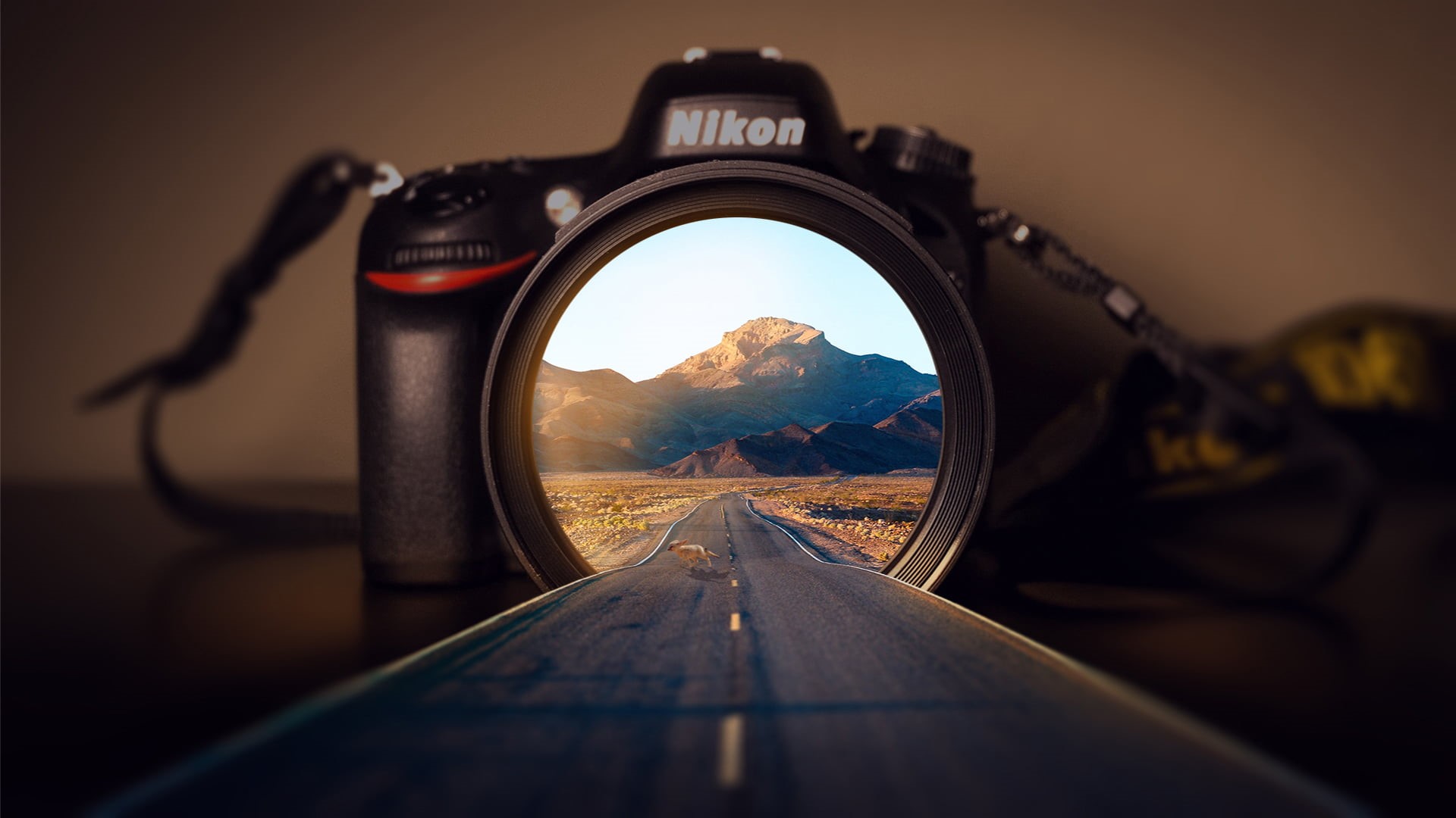 camera, modern, Nikon, desert, abstract, road, 1080P, HD Wallpaper