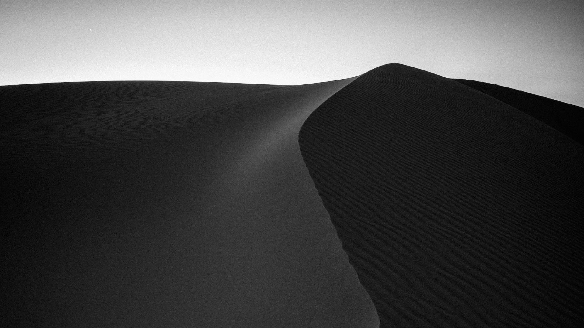 monochrome, desert, 1080P, dark, nature, sand dunes, sand, landscape, HD Wallpaper